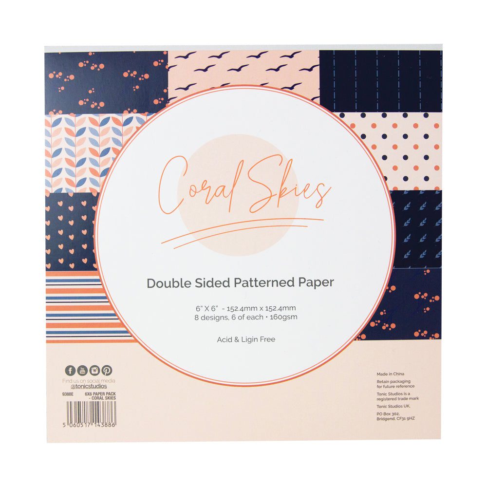 6x6 Coral Skies Patterned Cardstock Pad (48 sheets) - 9388e