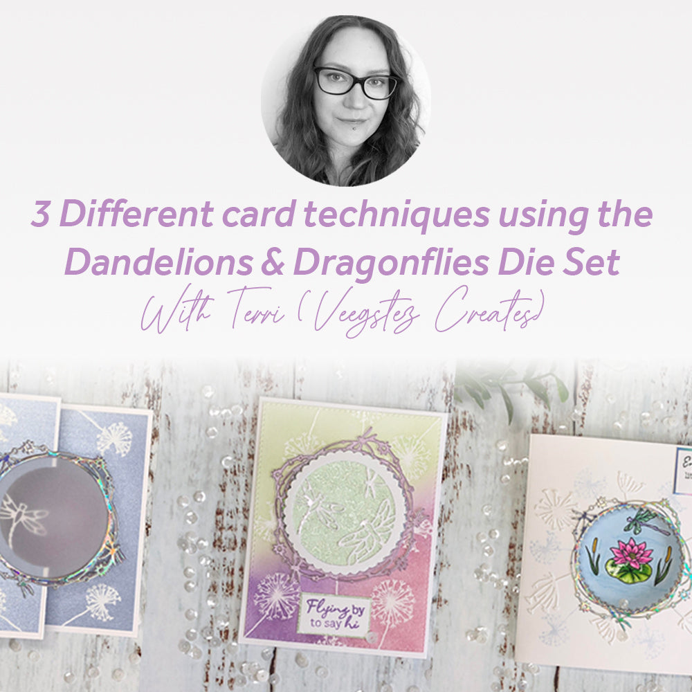 3 Different card techniques using the Dandelions & Dragonflies Die Set