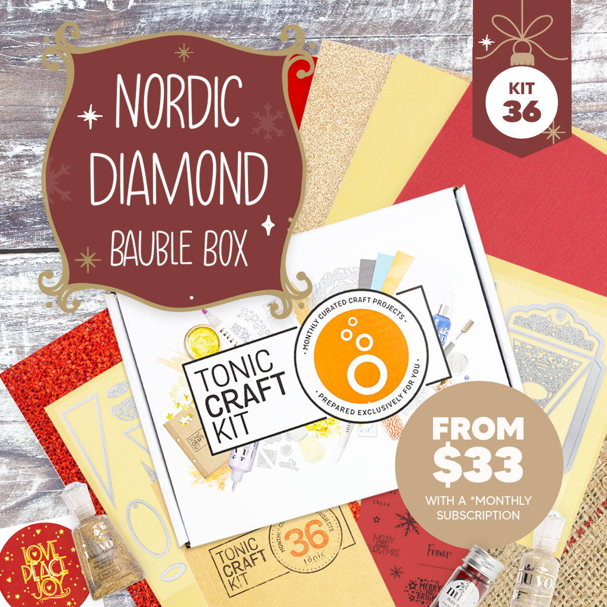 Tonic Craft Kit 36 - Nordic Diamond Bauble Box - Inspiration
