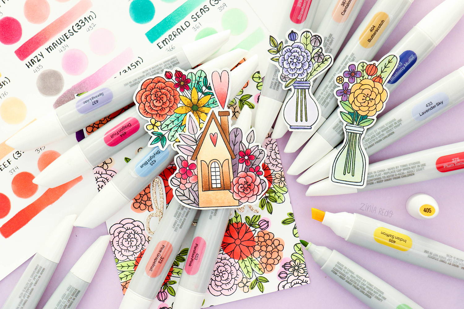 5 Awesome Nuvo Alcohol Marker Techniques with Zinia Redo