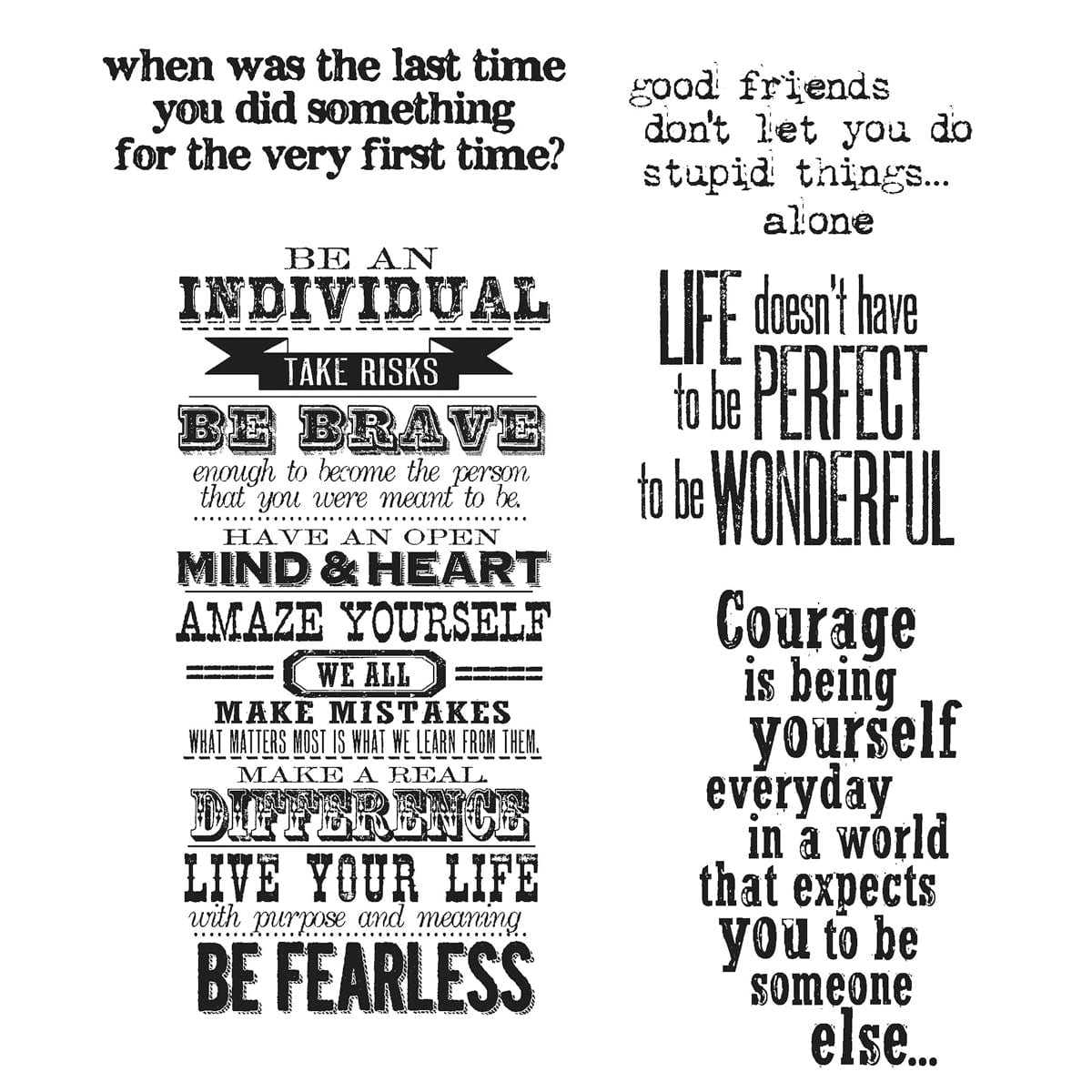 Tim Holtz Cling Stamps - Sentiments & Phrases