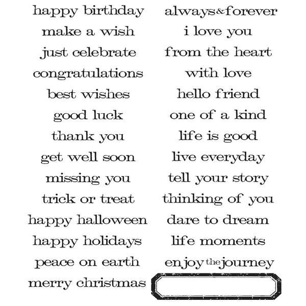 Tim Holtz Cling Stamps - Sentiments & Phrases