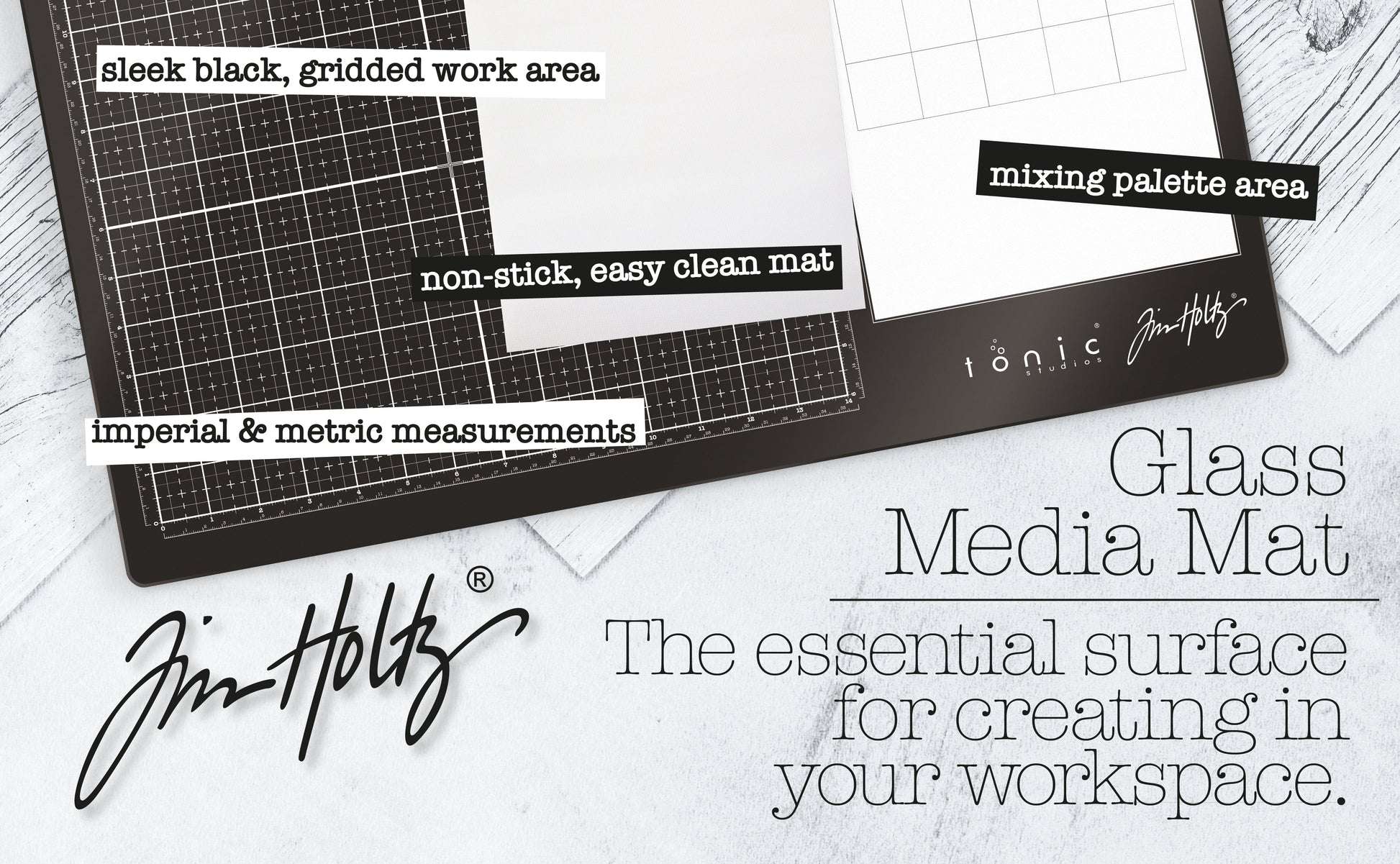 Tim Holtz 23" x 14" Glass Media Mat, Right Handed