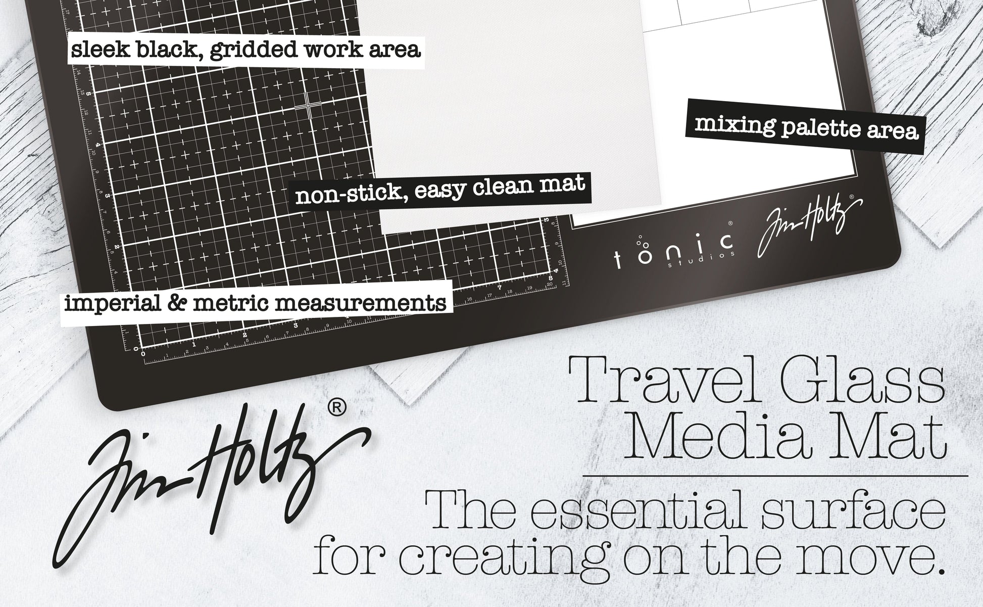 Tim Holtz 15.75" x 10.25" Travel Glass Media Mat, Right Handed - 2633eUS