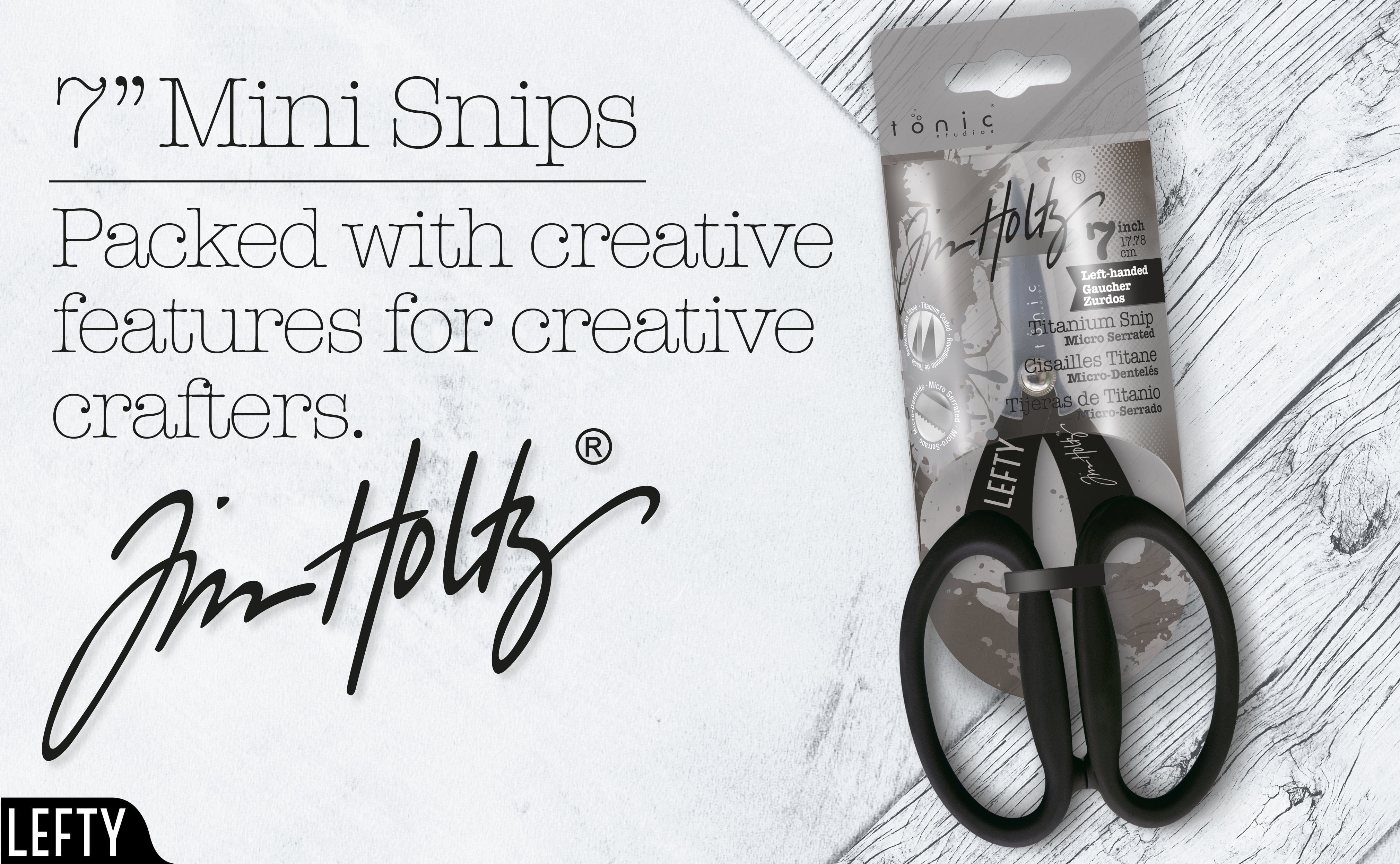 Tim Holtz Scissors & Snips - Kushgrip Non-Stick Serrated Scissors Set -  Mini Snips 5 & Micro Scissors 7 - Bundle of 2 Items