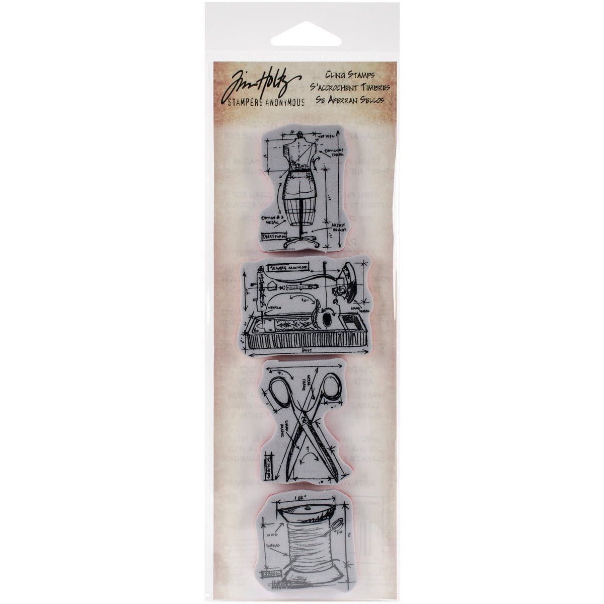 Tim Holtz Mini Blueprints Strip Cling Stamps from Stampers Anonymous