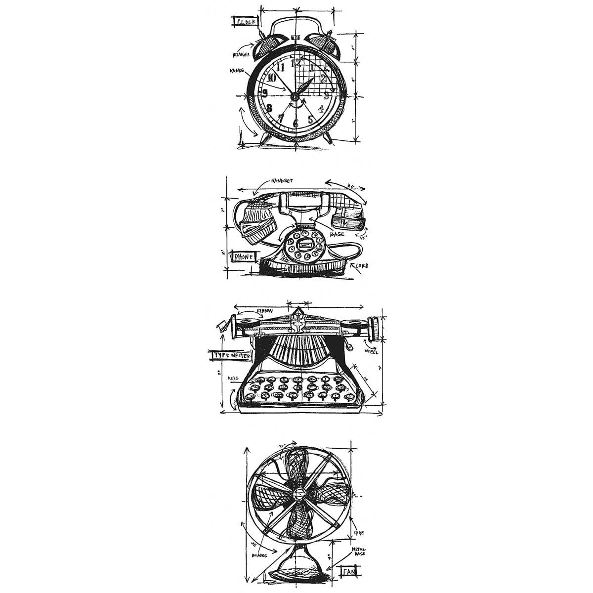 Tim Holtz Mini Blueprints Strip Cling Stamps from Stampers Anonymous