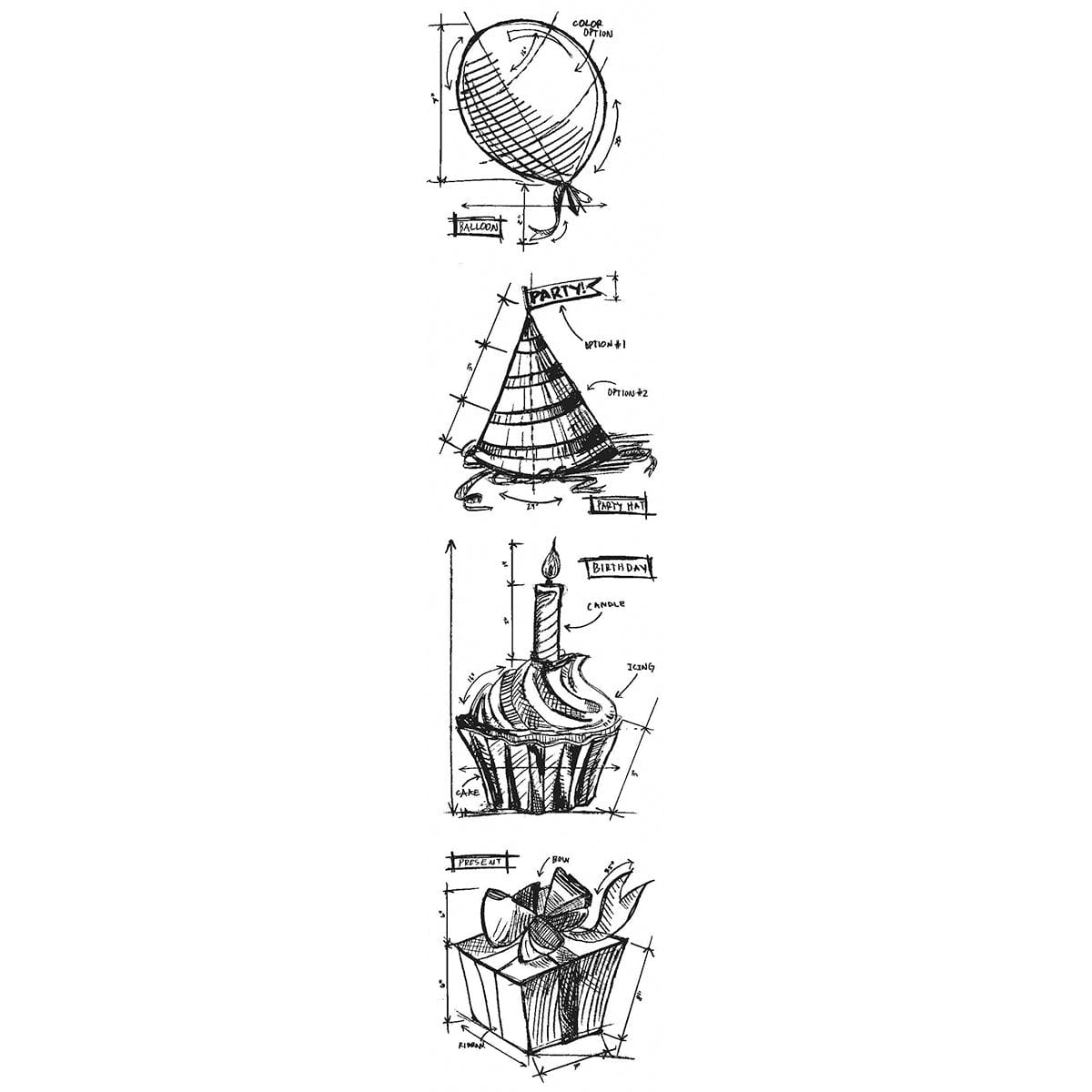 Tim Holtz Mini Blueprints Strip Cling Stamps from Stampers Anonymous