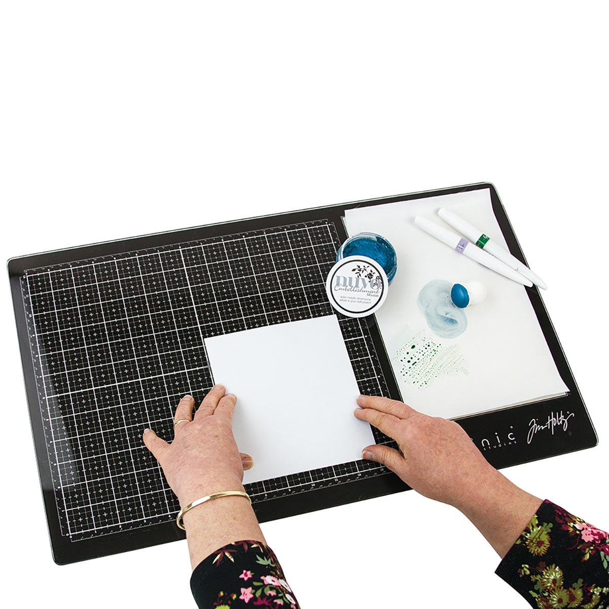 Tim Holtz Glass Media Mat with Mixing Palette Area