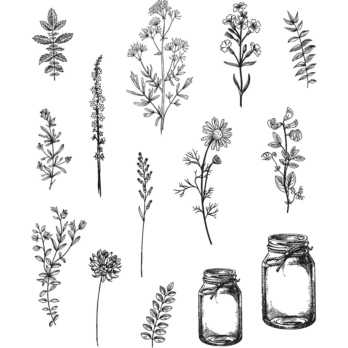 Tim Holtz Cling Stamps - Flowers, Leaves & Botanicals