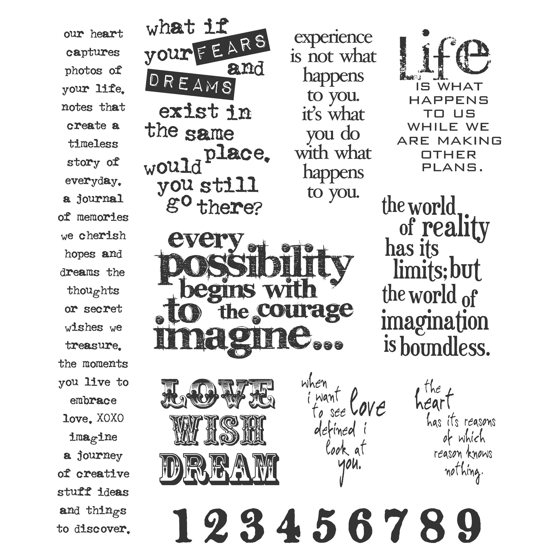 Tim Holtz Cling Stamps - Sentiments & Phrases