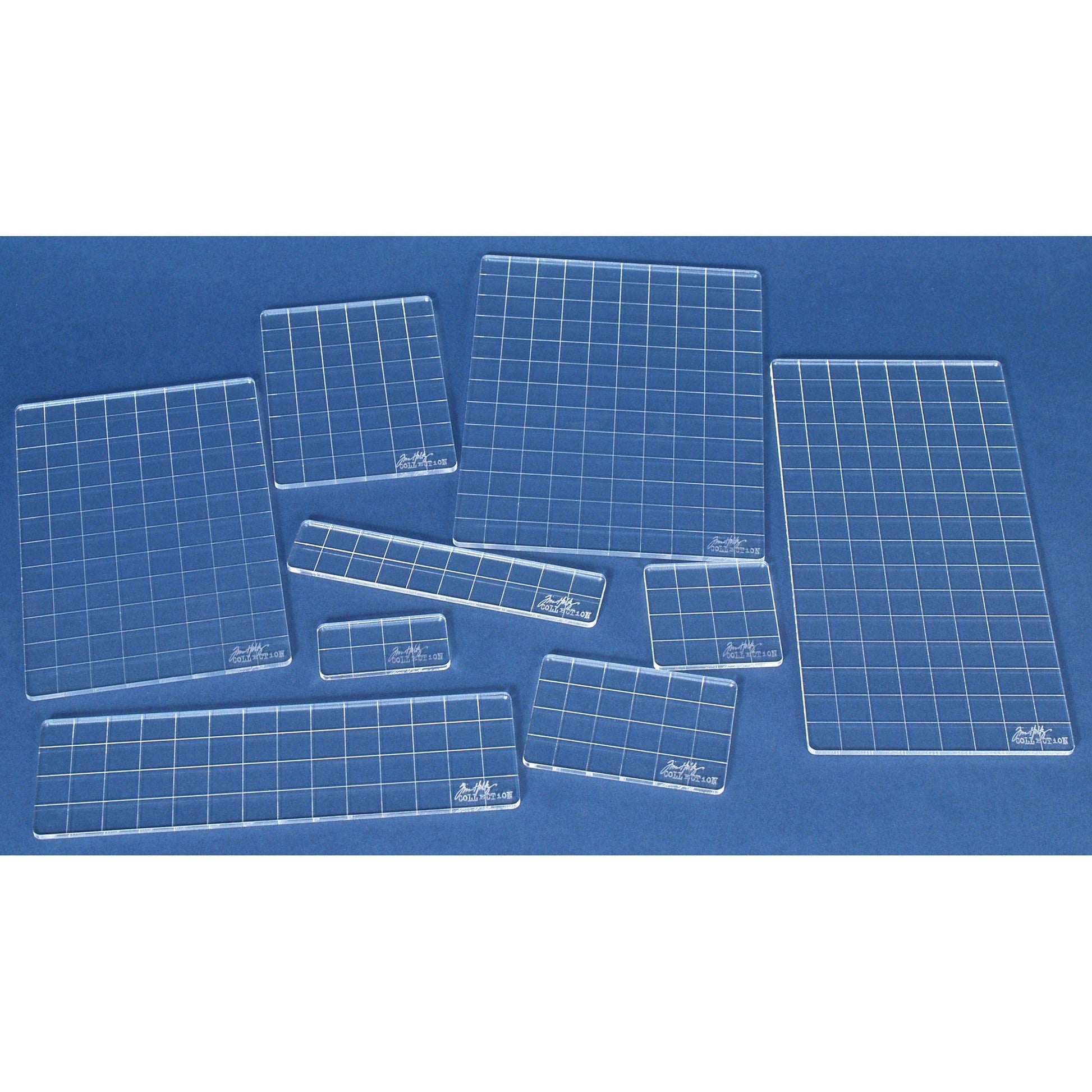 Tim Holtz Acrylic Stamping Blocks Set with Grid Etching