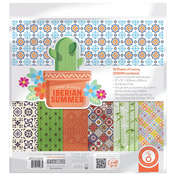 Cyber Week - Supreme Succulents Iberian Summer 12" x 12" Patterned Paper Pad