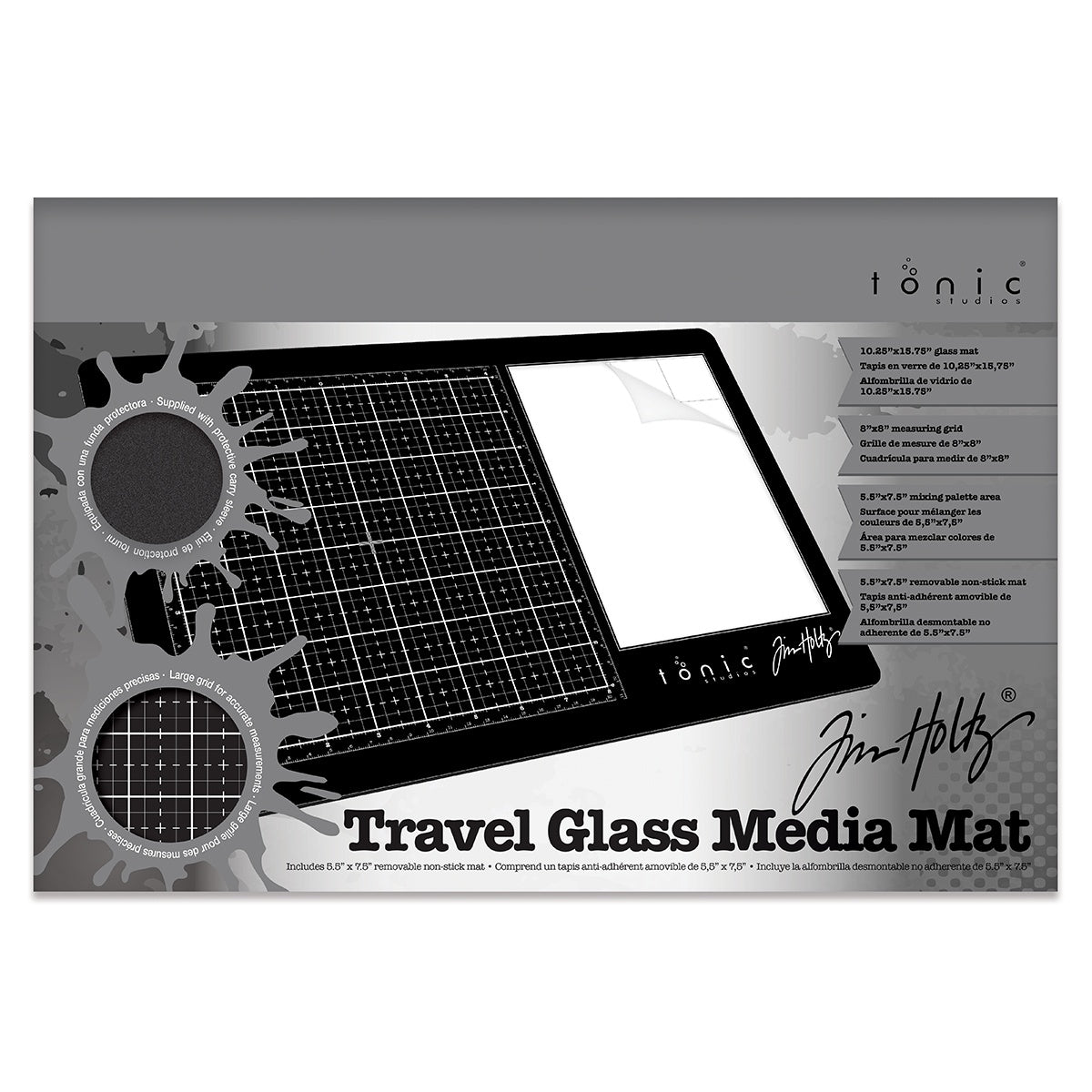 Tim Holtz Glass Media Mat with Mixing Palette Area