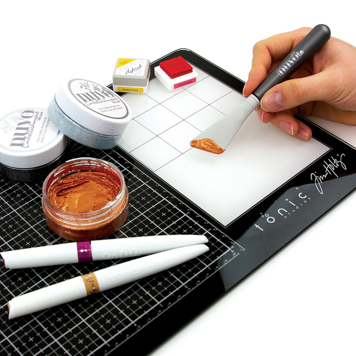 Tim Holtz Glass Media Mat with Mixing Palette Area