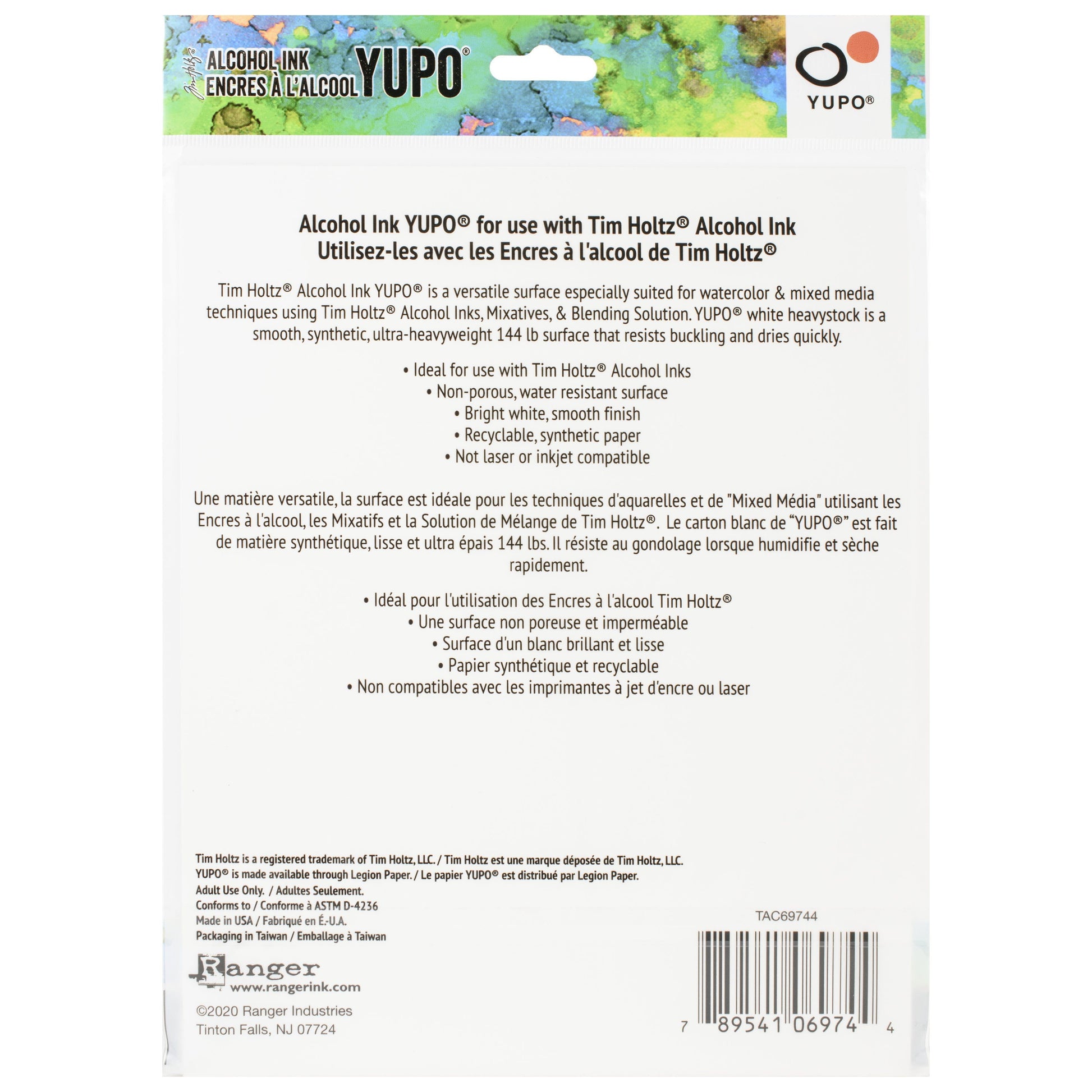 Tim Holtz White Yupo Paper for Alcohol Ink