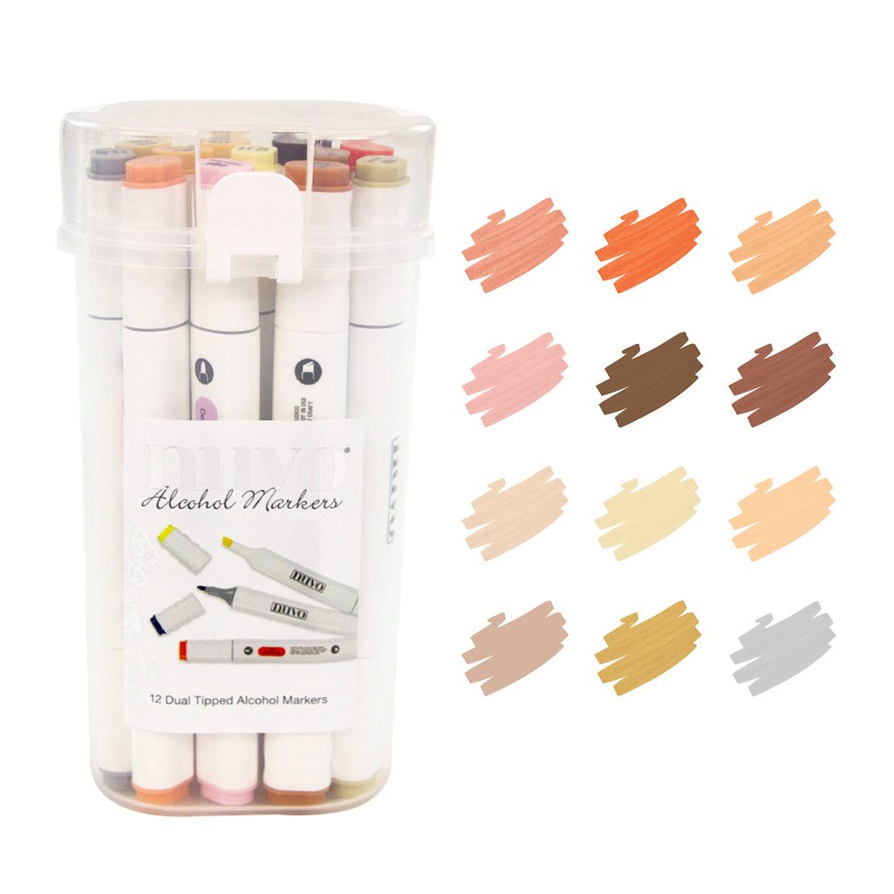 Nuvo Hair & Skin Tones Alcohol Marker Pen Collection (12 pack) - 347N