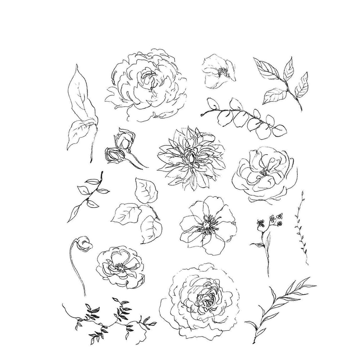 Tim Holtz Cling Stamps - Flowers, Leaves & Botanicals