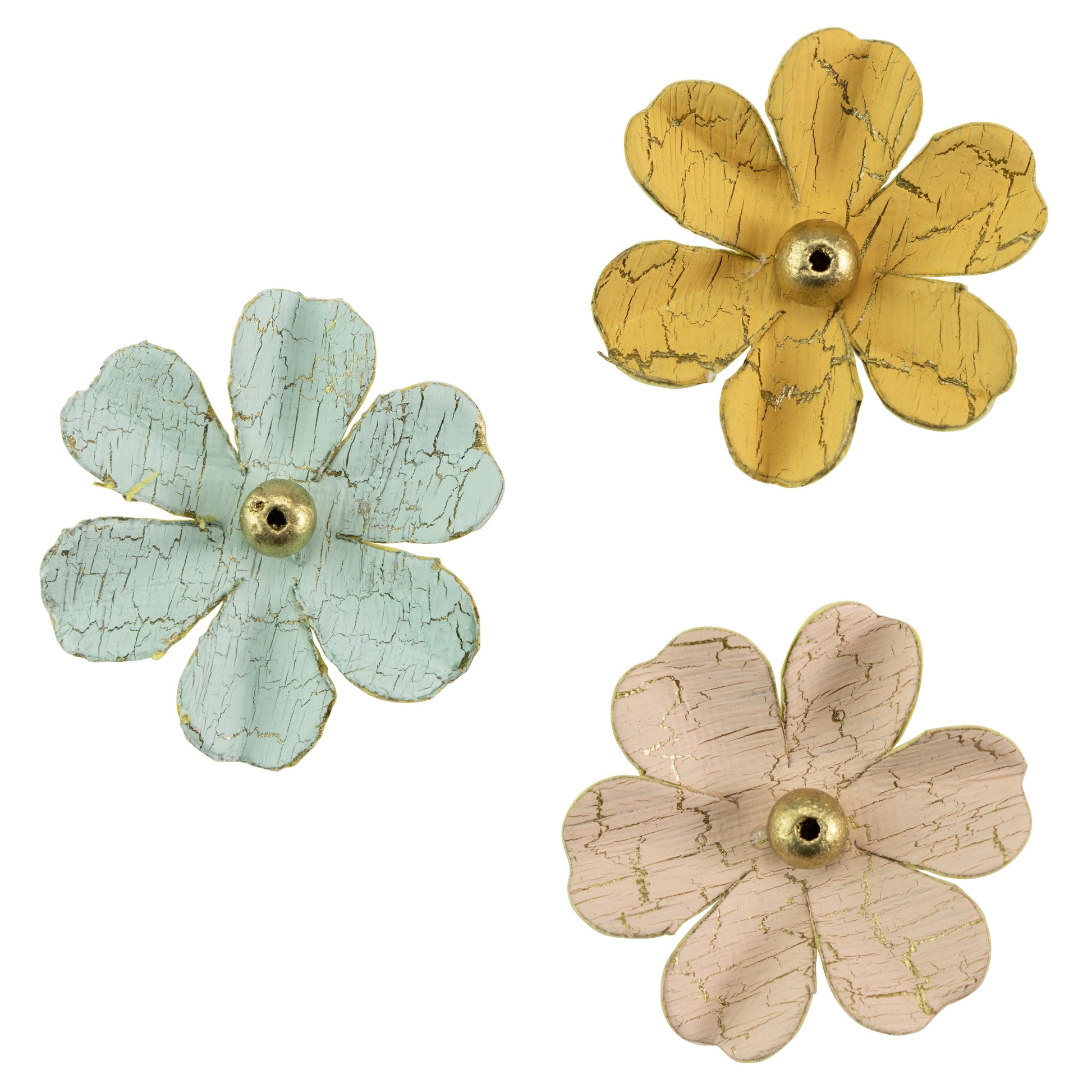 Zoey Washed Paper Flowers with Gold Crackle Finish from Little Birdie