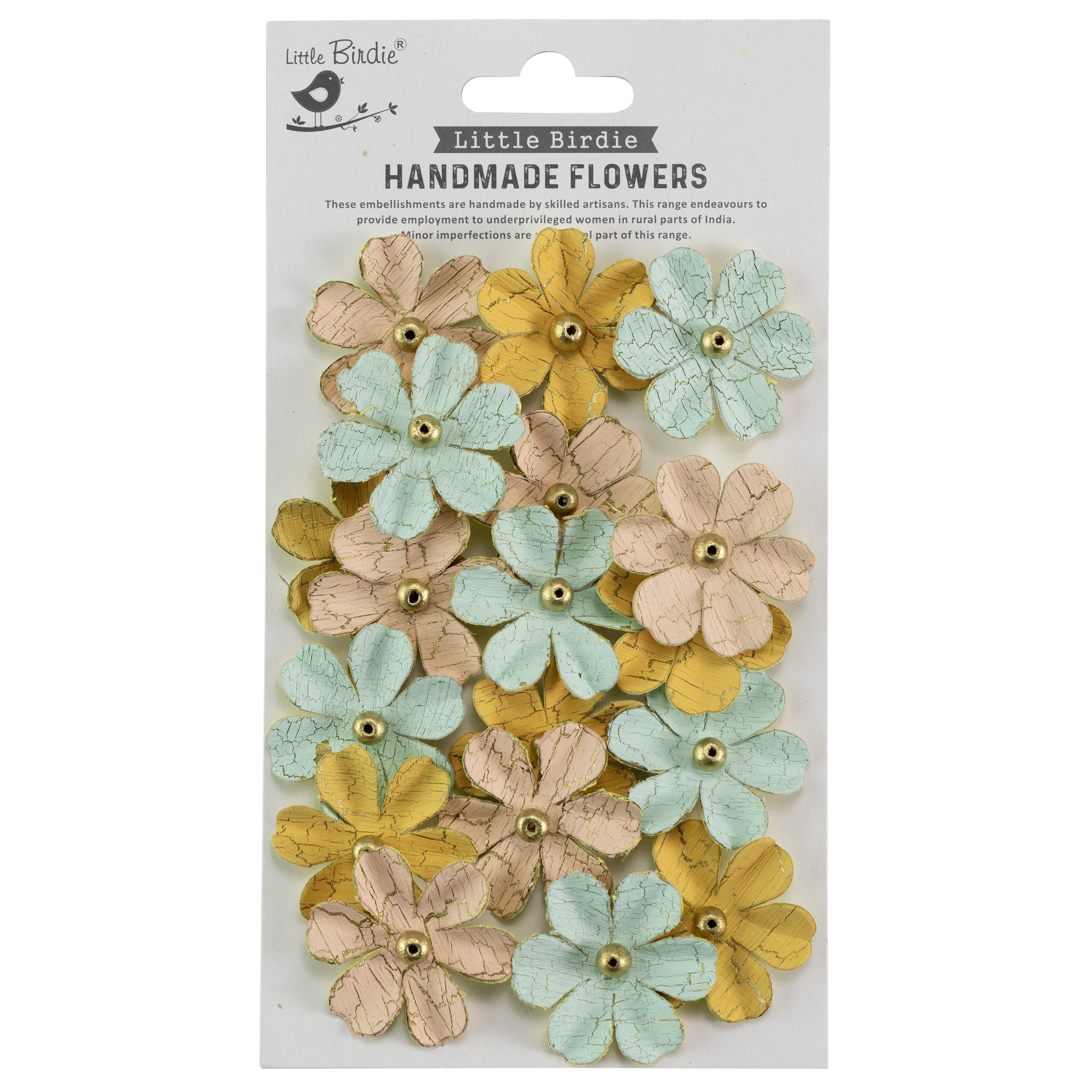 Zoey Washed Paper Flowers with Gold Crackle Finish from Little Birdie