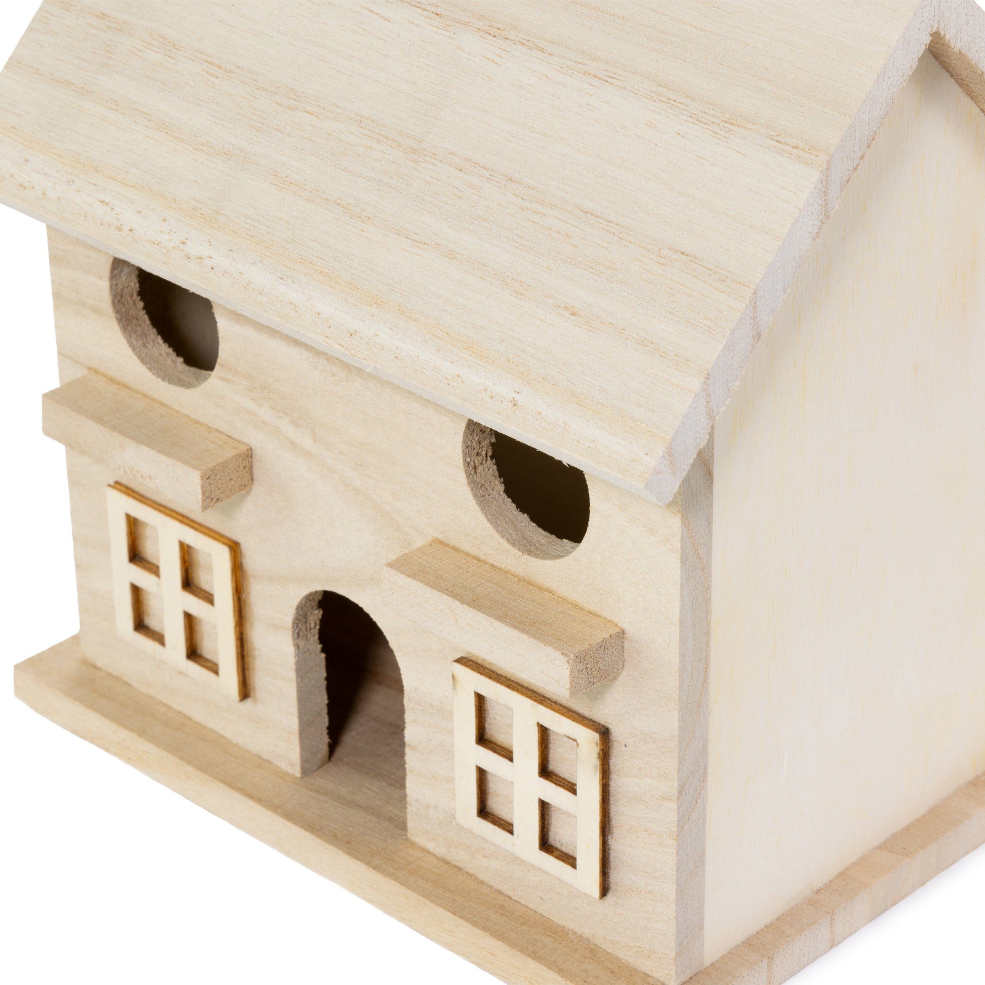6.5" x 6.8" x 4.5" Unfinished Wood Birdhouses, 3 pack