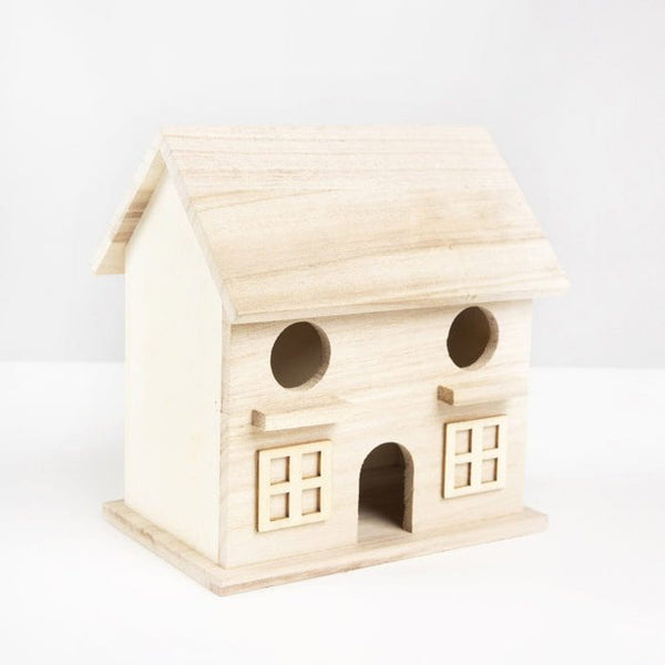 6.5" x 6.8" x 4.5" Unfinished Wood Birdhouses, 3 pack