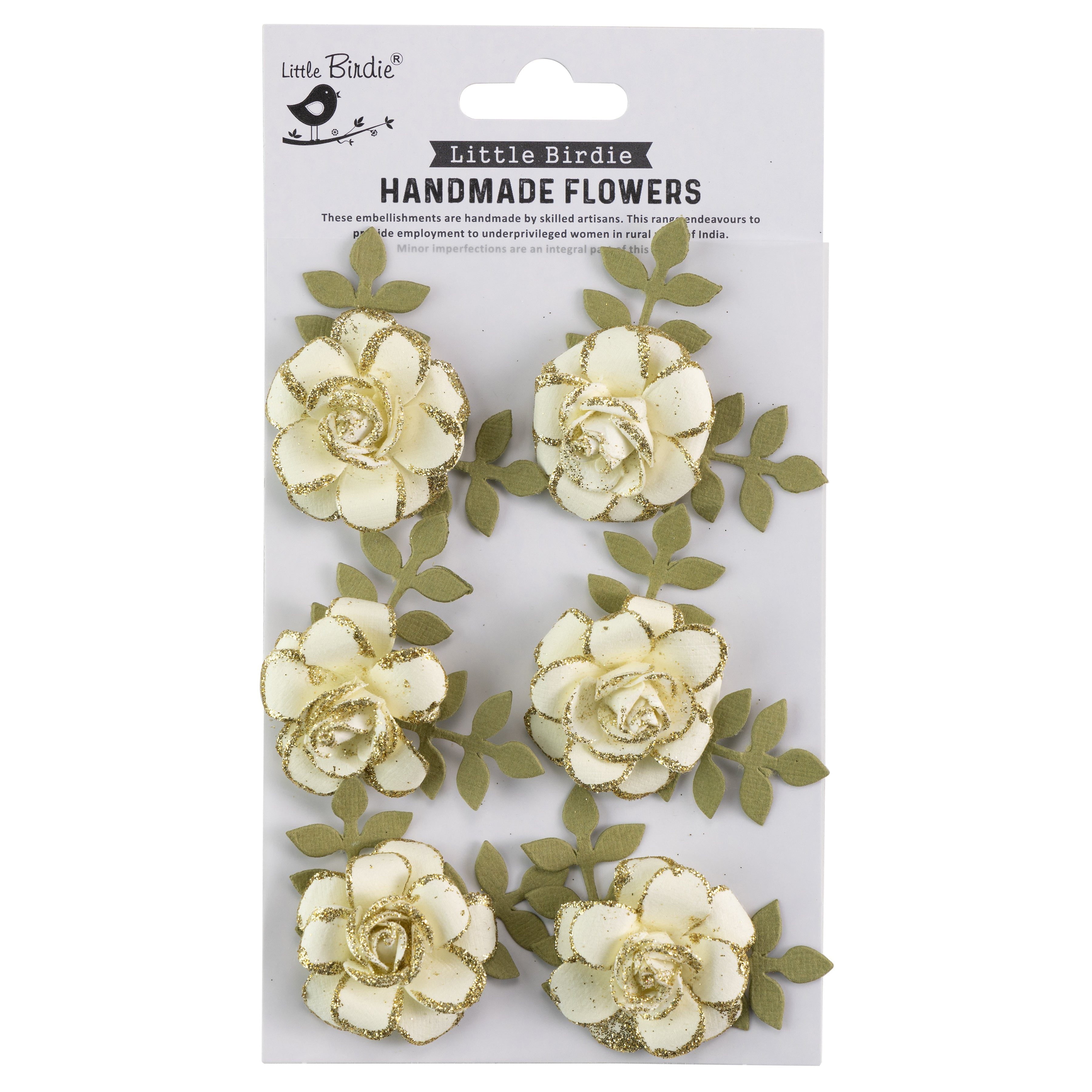 Pixie Rose Paper Flowers with Glitter Accents