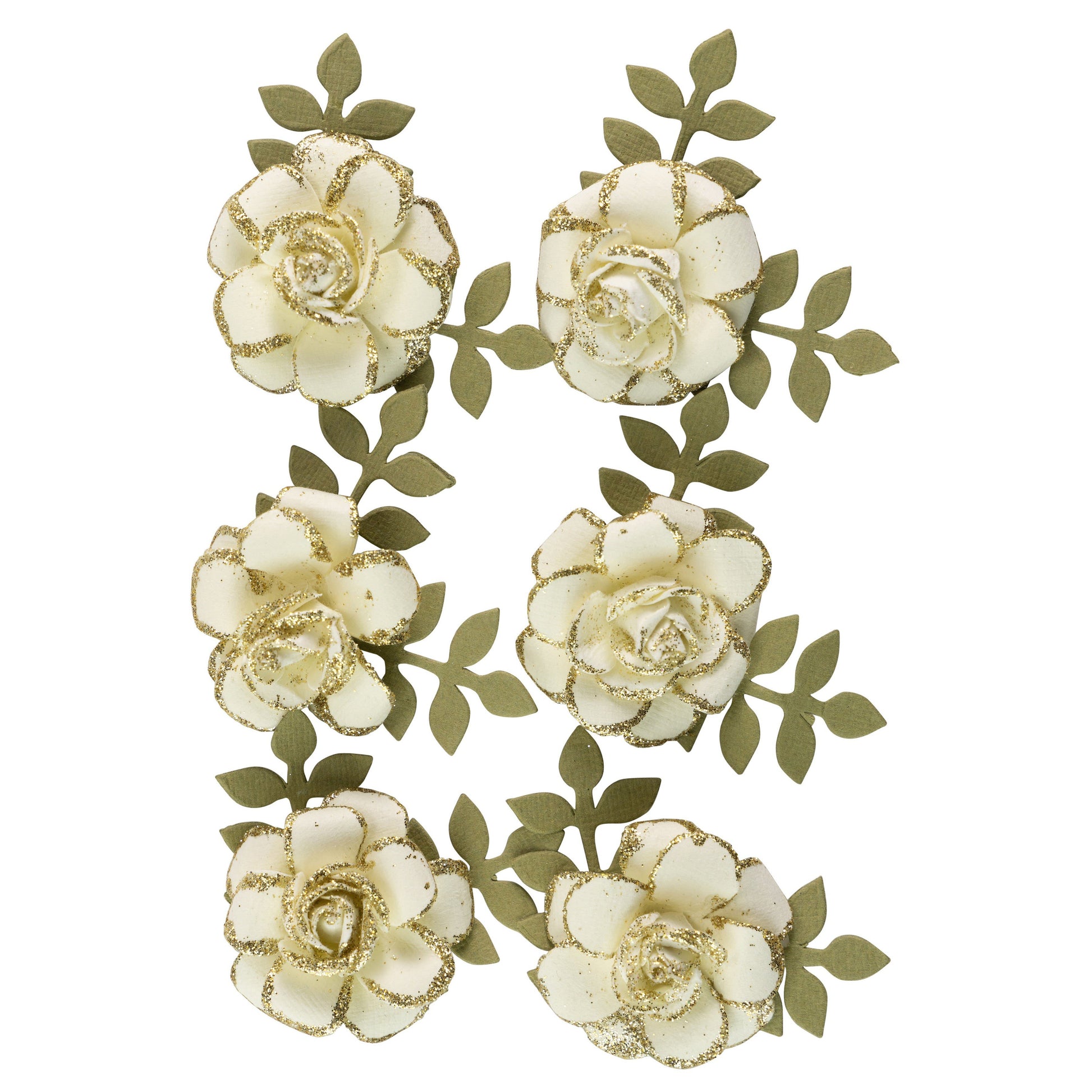 Pixie Rose Paper Flowers with Glitter Accents