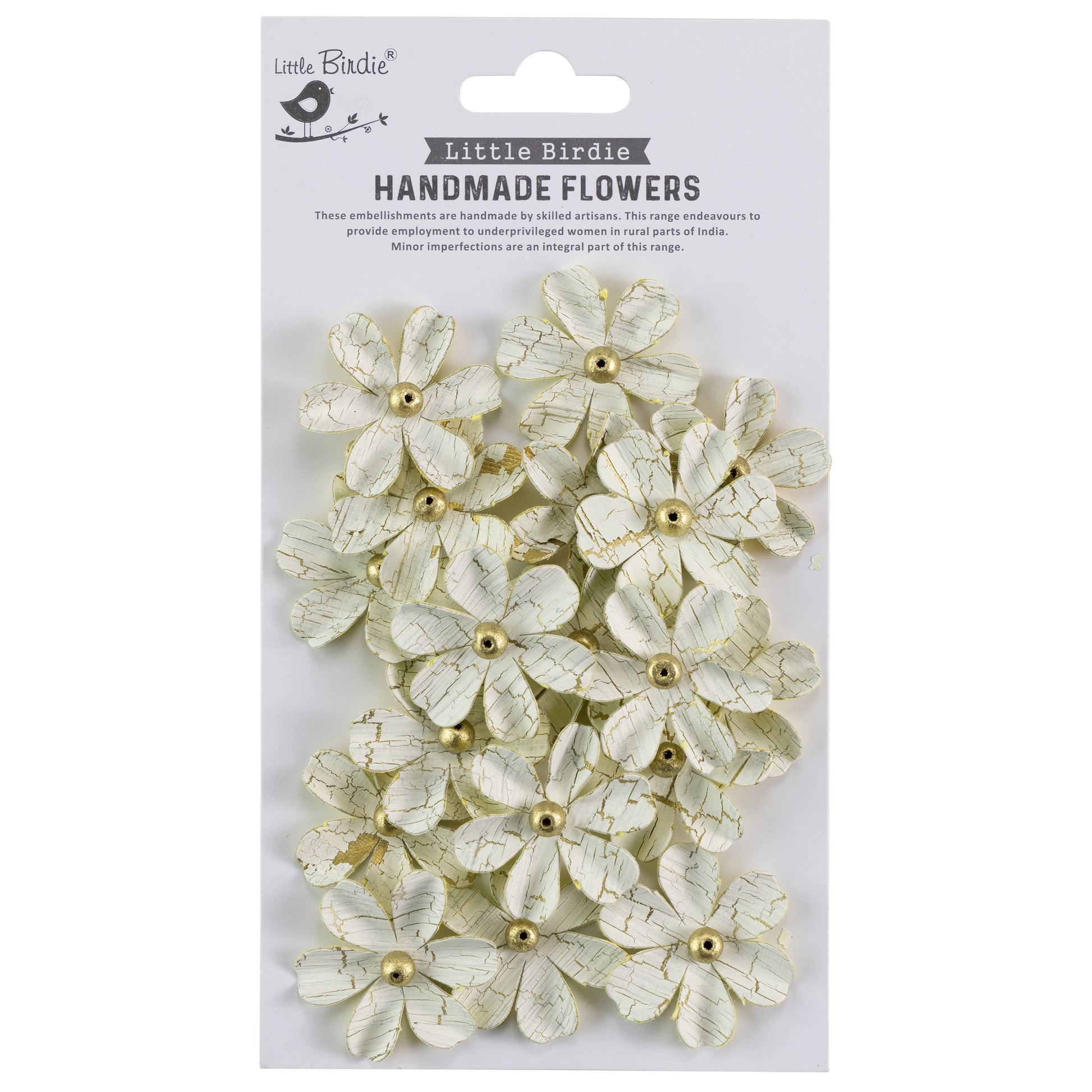 Zoey Washed Paper Flowers with Gold Crackle Finish from Little Birdie