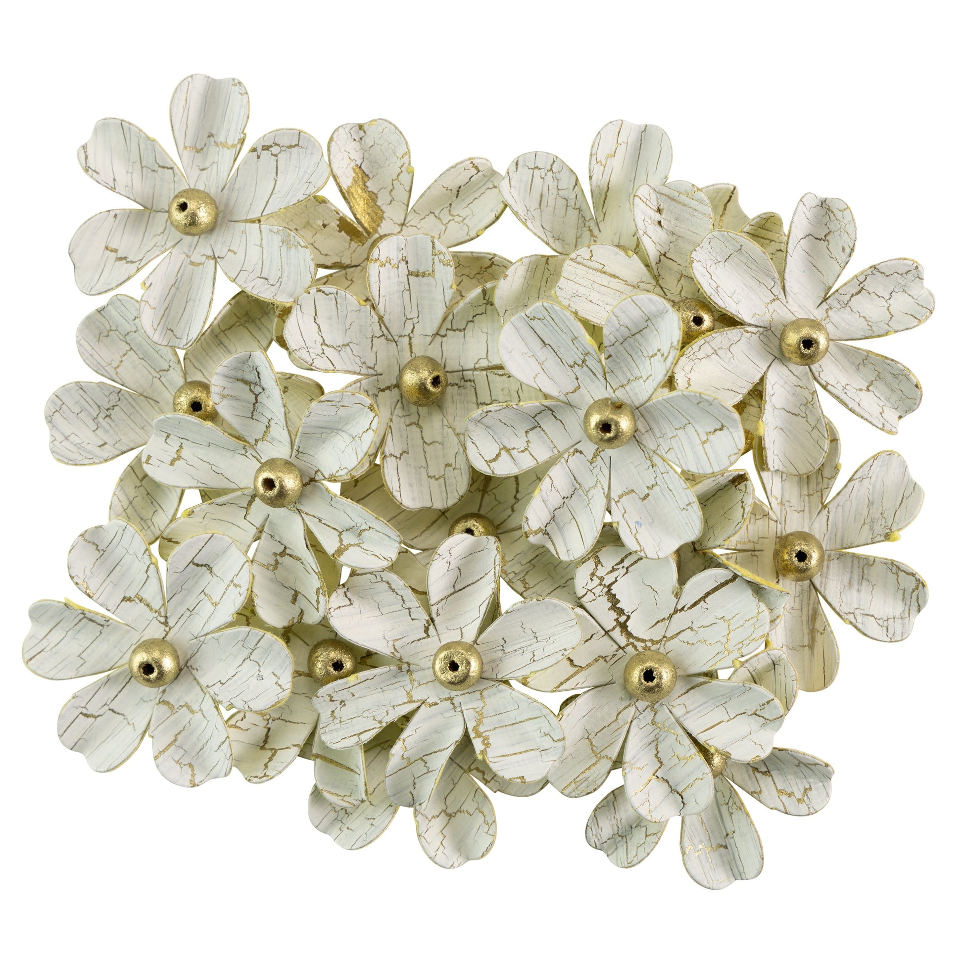 Zoey Washed Paper Flowers with Gold Crackle Finish from Little Birdie
