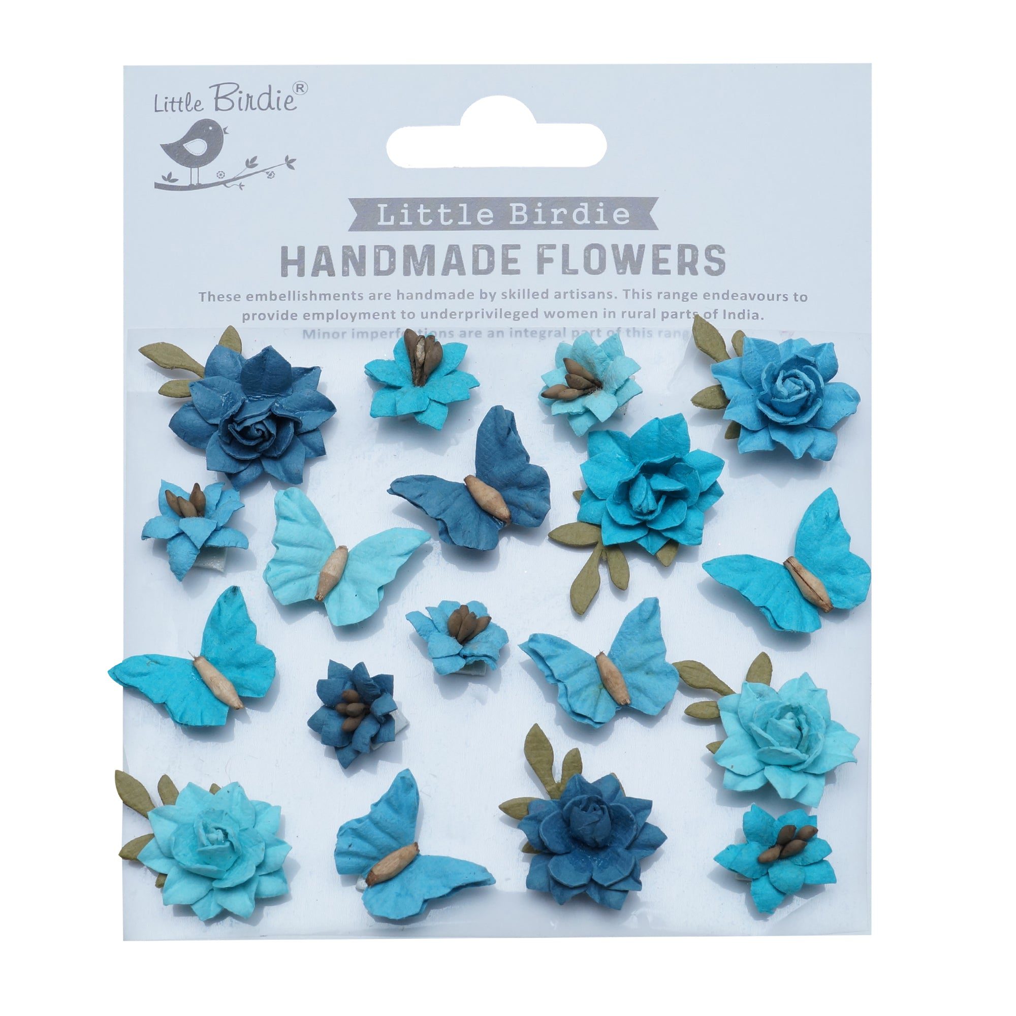 Cloria Paper Flowers 18/Pkg Aqua Splash