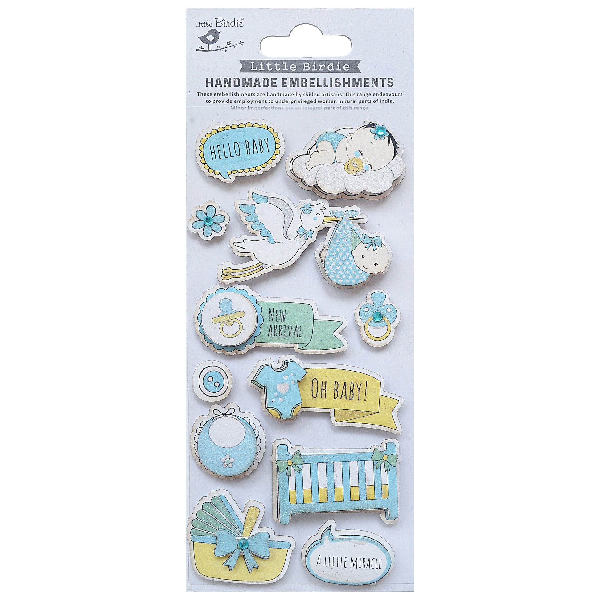 3D Embellishment 8/Pkg Hello Baby