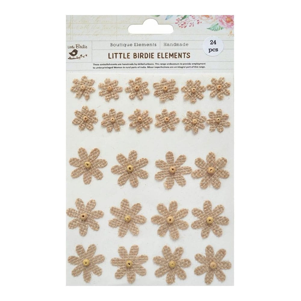 Enchanted Burlap Flower and Butterfly Sticker Embellishments