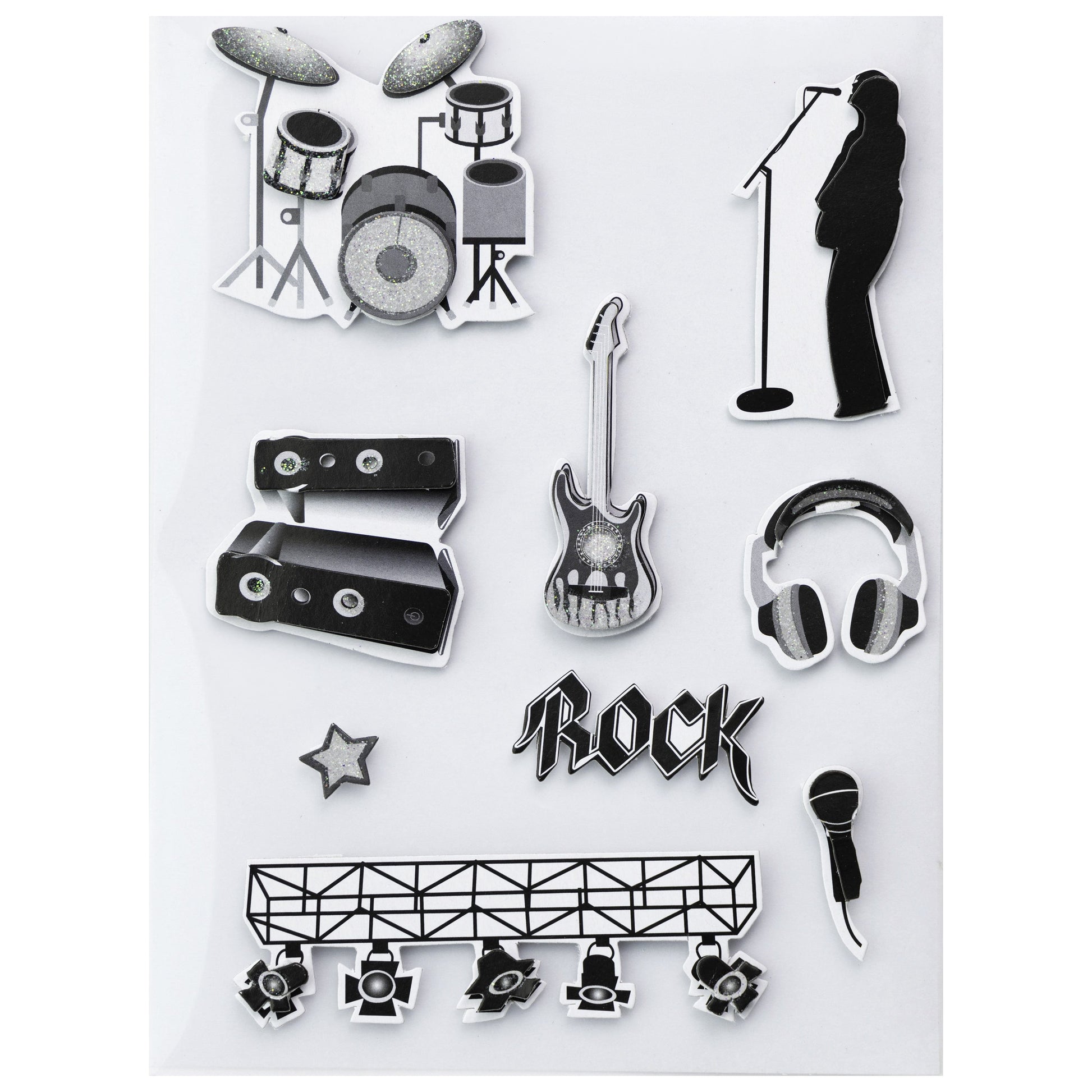 Music Themed Stickers in Black and White from Little Birdie