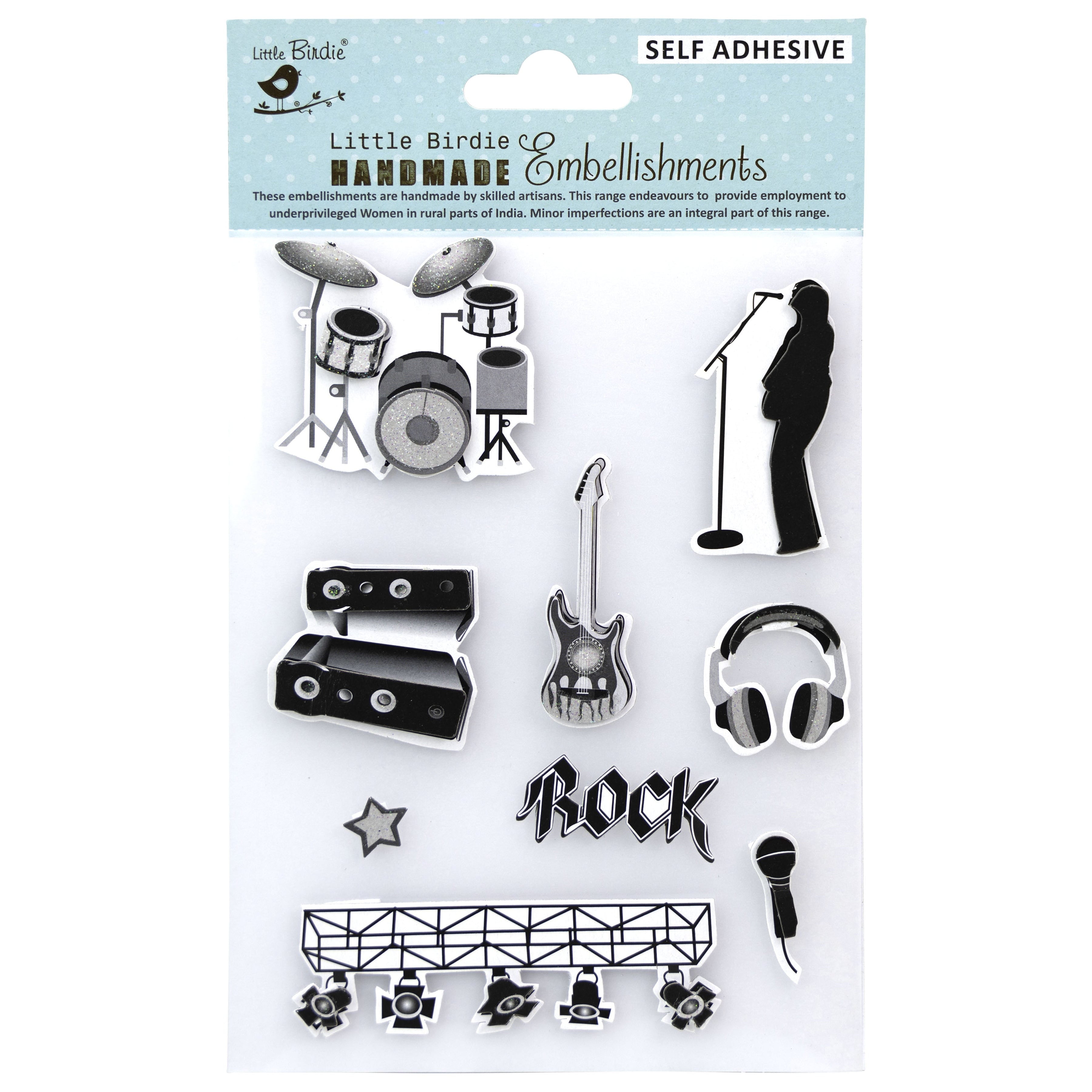 Music Themed Stickers in Black and White from Little Birdie