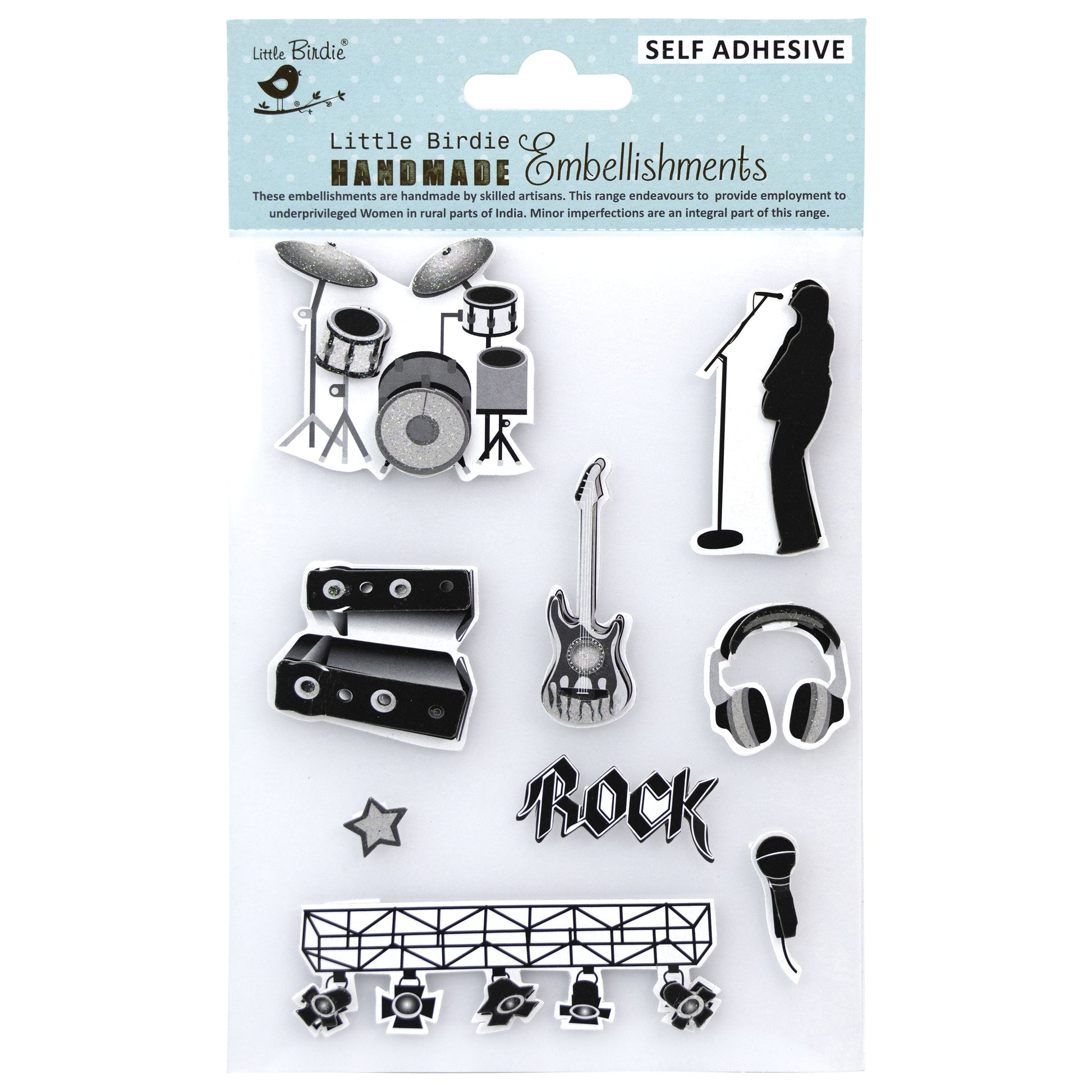 Music Themed Stickers in Black and White from Little Birdie