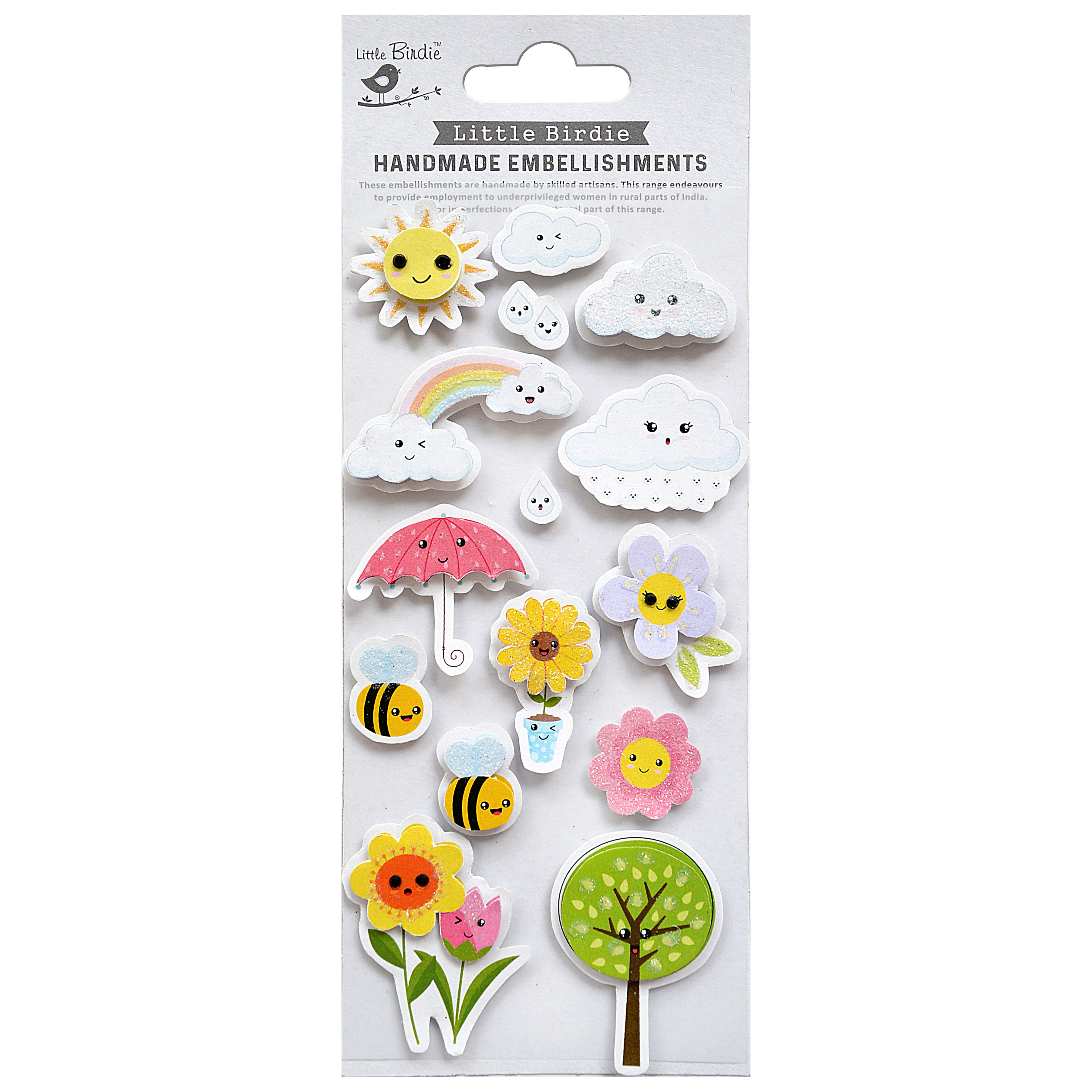 Sunshine 'N Clouds Handmade 3D Embellishments from Little Birdie