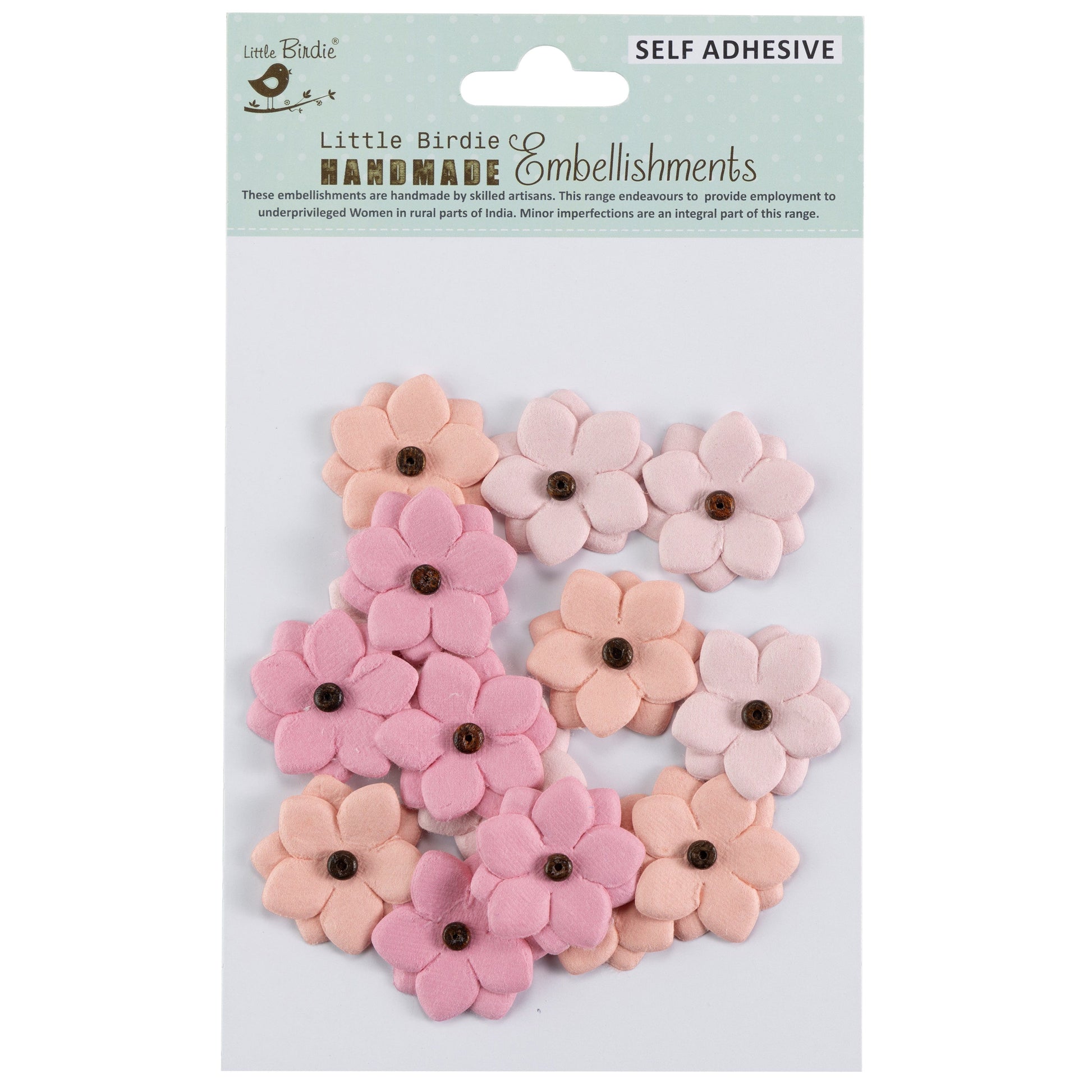 Estela Layered Self-Adhesive Paper Flowers with Beaded Centers