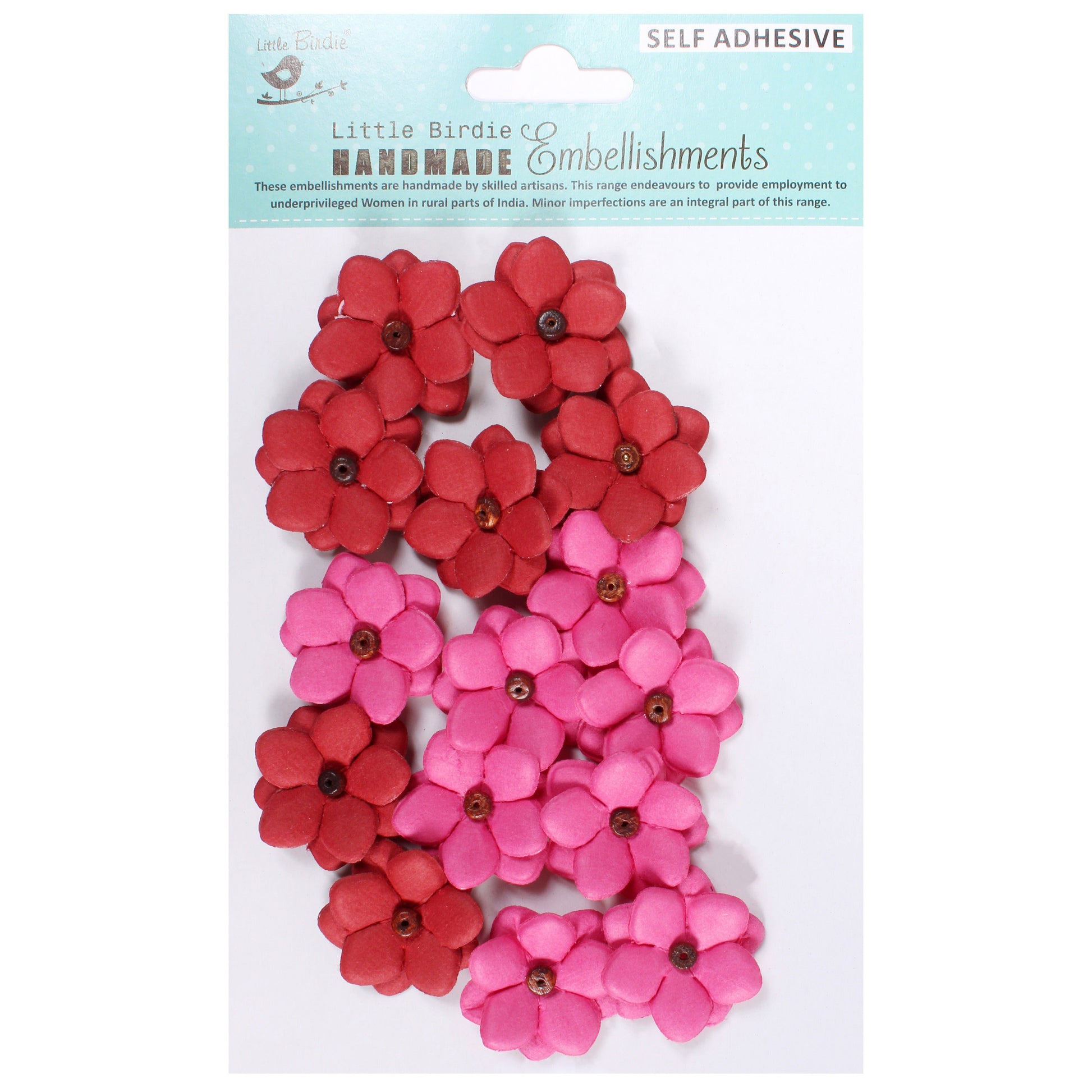 Estela Layered Self-Adhesive Paper Flowers with Beaded Centers