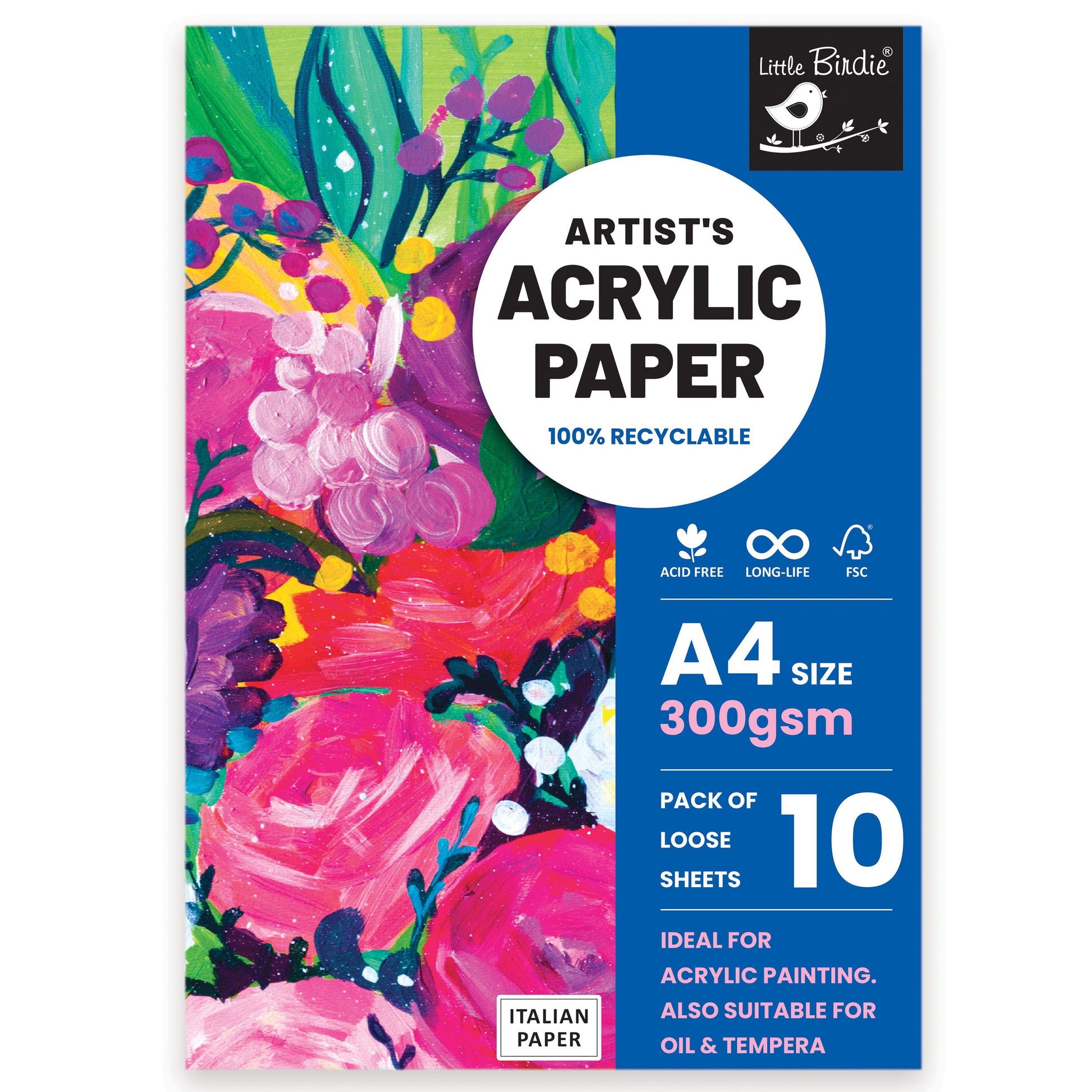 Artist's Acrylic Paper - 300gsm, 8.5x11, 10 sheets