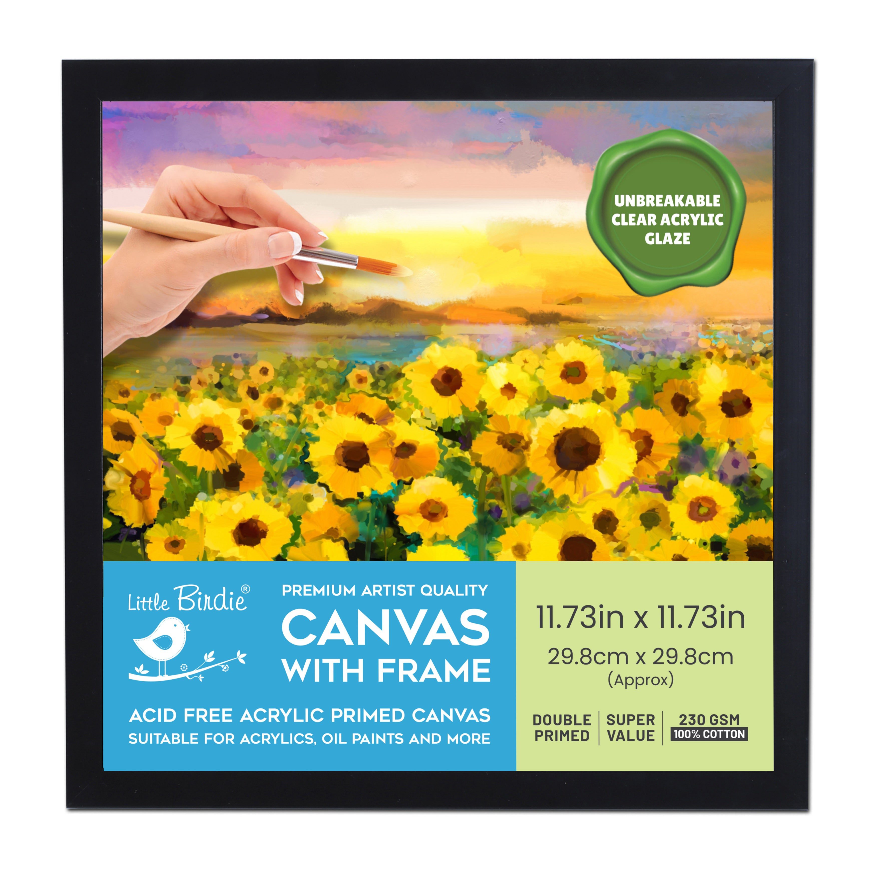 12"x12" Canvas Panel with Narrow Black Frame