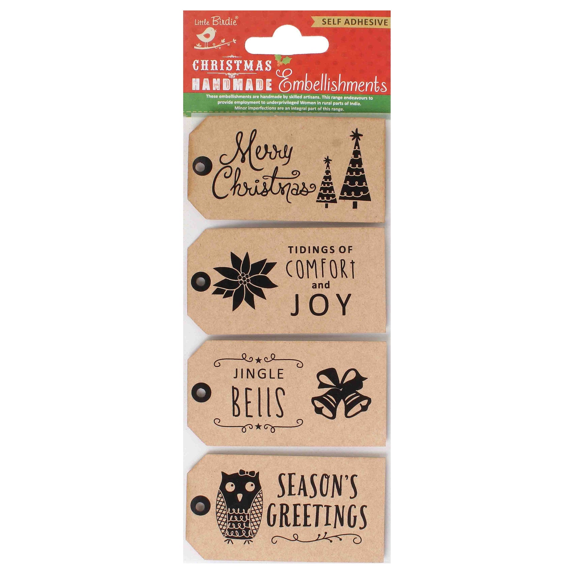 Self-Adhesive Printed Christmas Tags, 24 pack