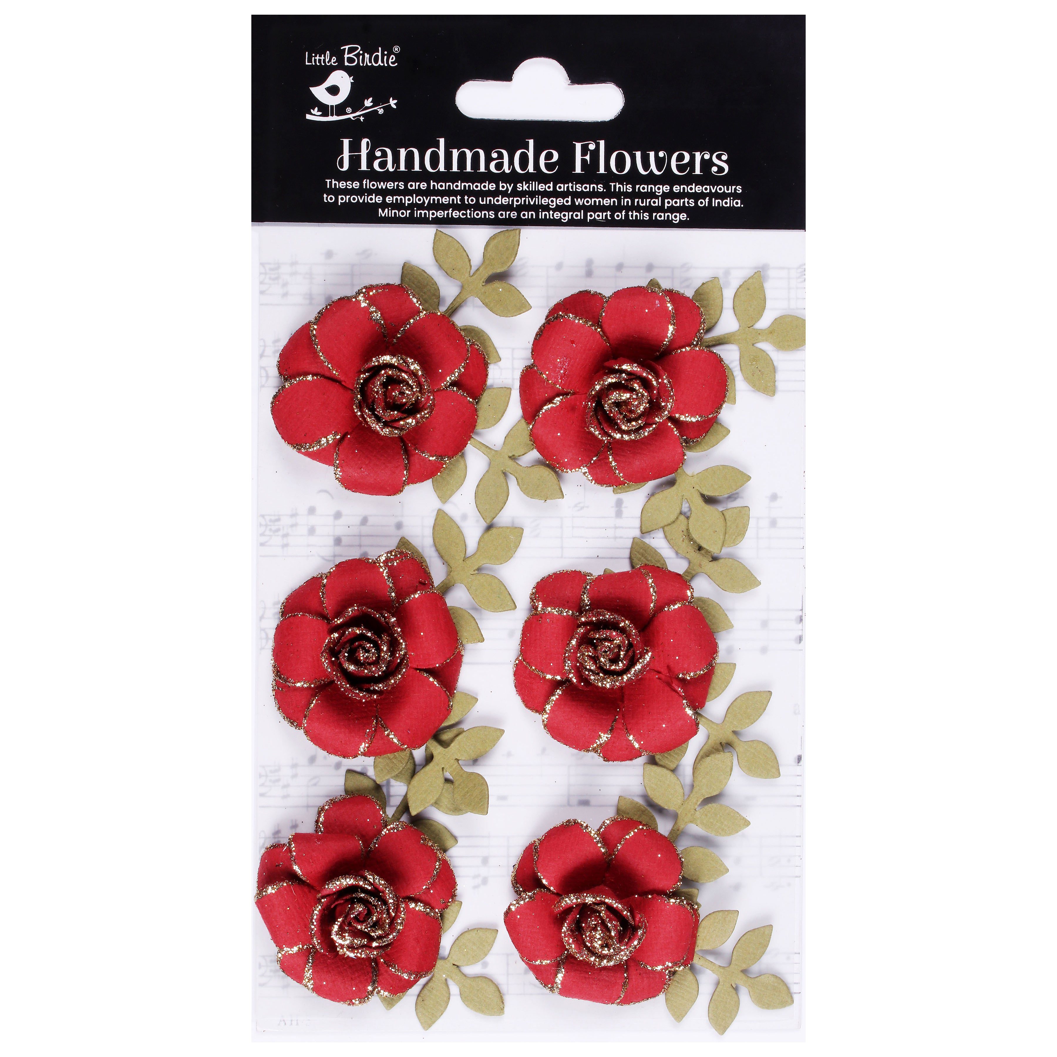 Pixie Rose Paper Flowers with Glitter Accents