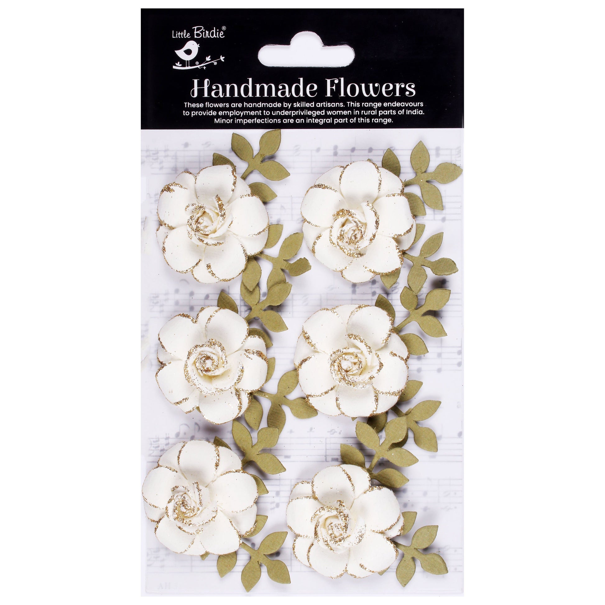 Pixie Rose Paper Flowers with Glitter Accents