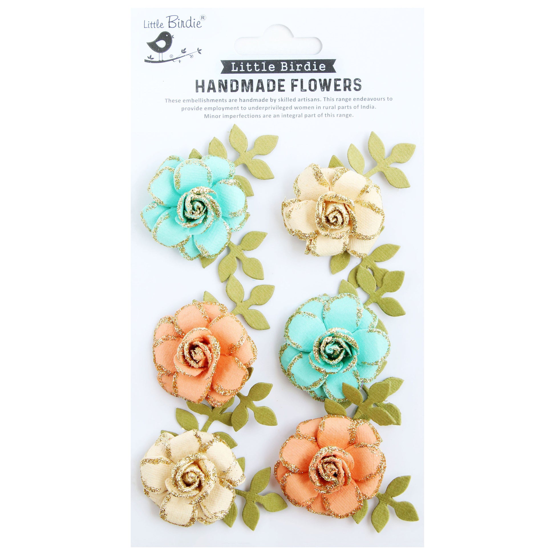 Pixie Rose Paper Flowers with Glitter Accents