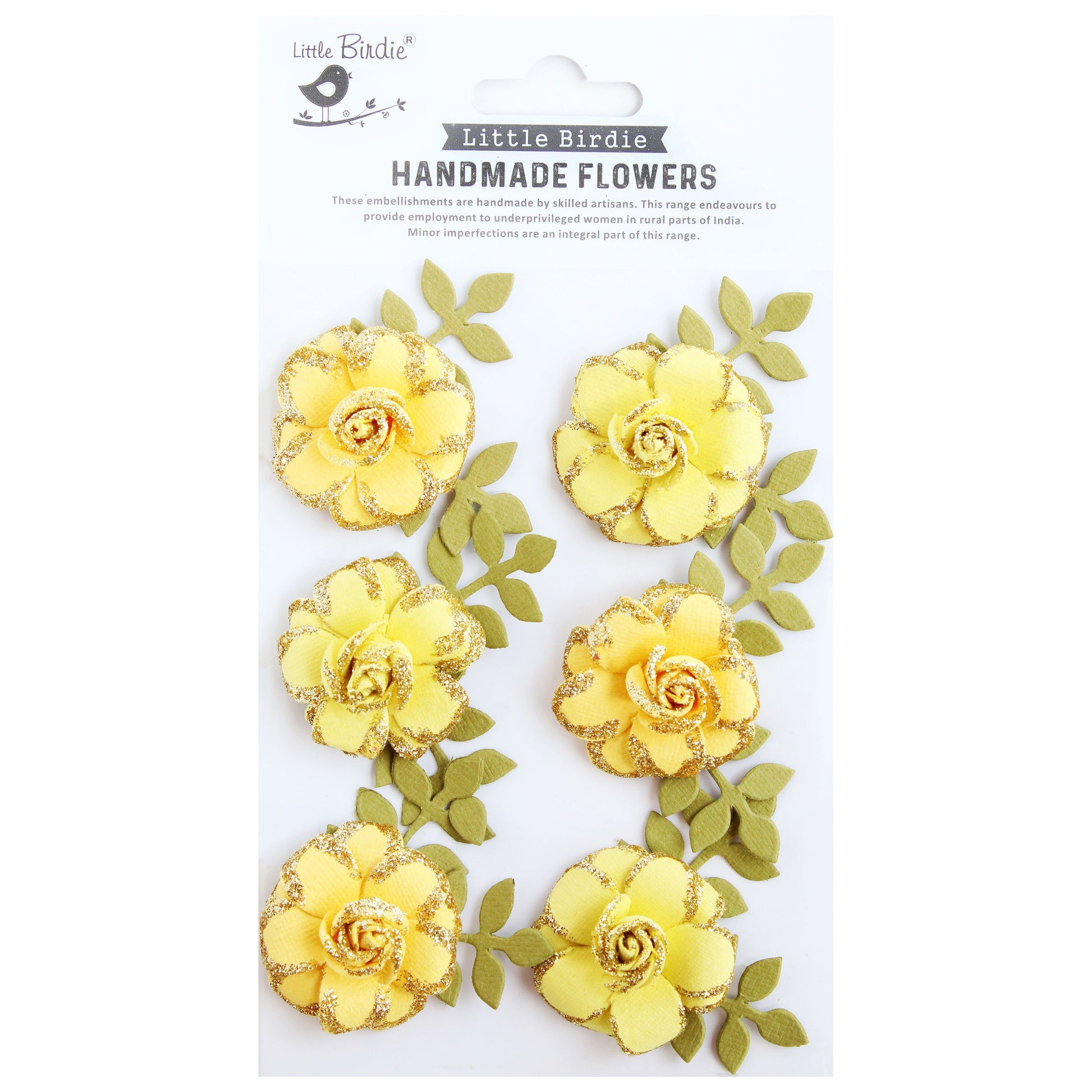 Pixie Rose Paper Flowers with Glitter Accents