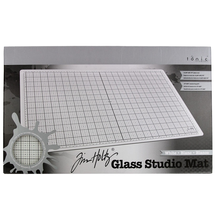 Tim Holtz White Glass Media Mat with Full Work Surface Grid
