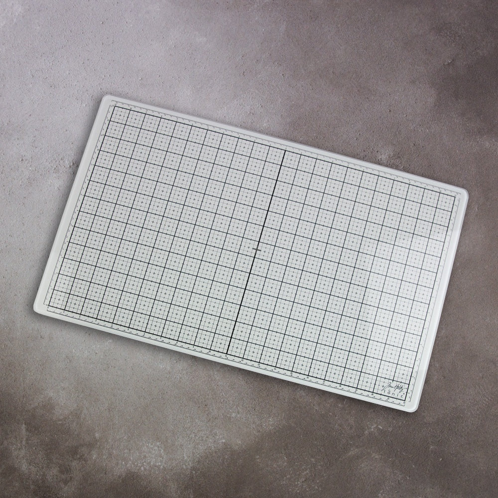Tim Holtz White Glass Media Mat with Full Work Surface Grid