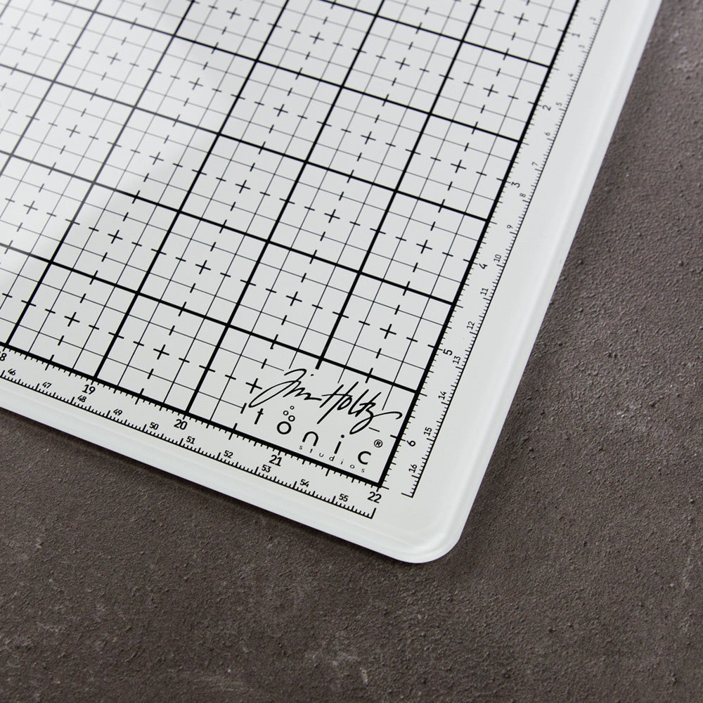 Tim Holtz White Glass Media Mat with Full Work Surface Grid