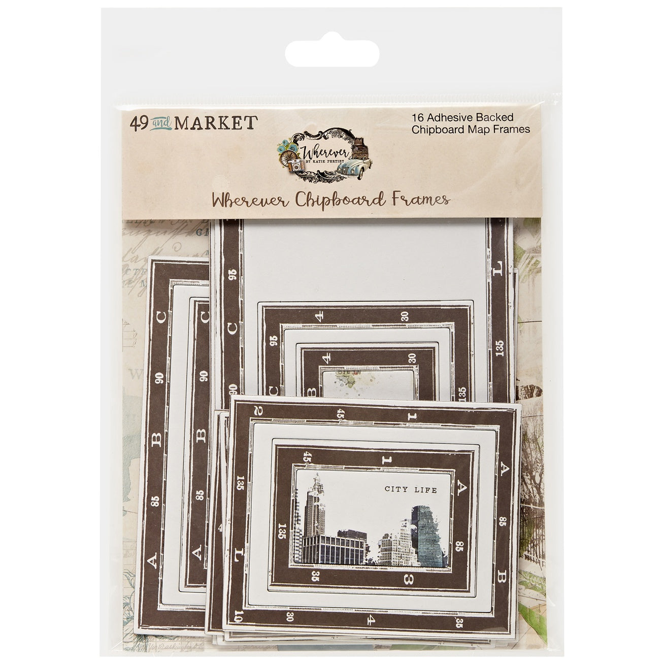 49 And Market Wherever Map Frames Chipboard Set